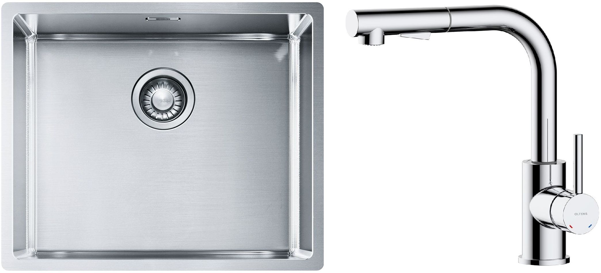 Set Stahlspüle Franke Box 127.0453.656, Küchenarmatur Oltens Myvat 35205100