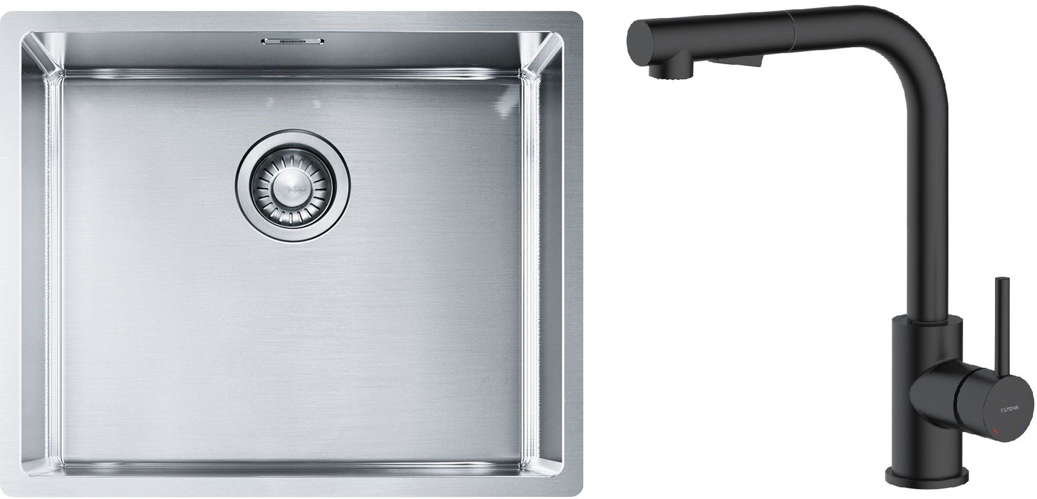 Set Stahlspüle Franke Box 127.0453.656, Küchenarmatur Oltens Myvat 35205300