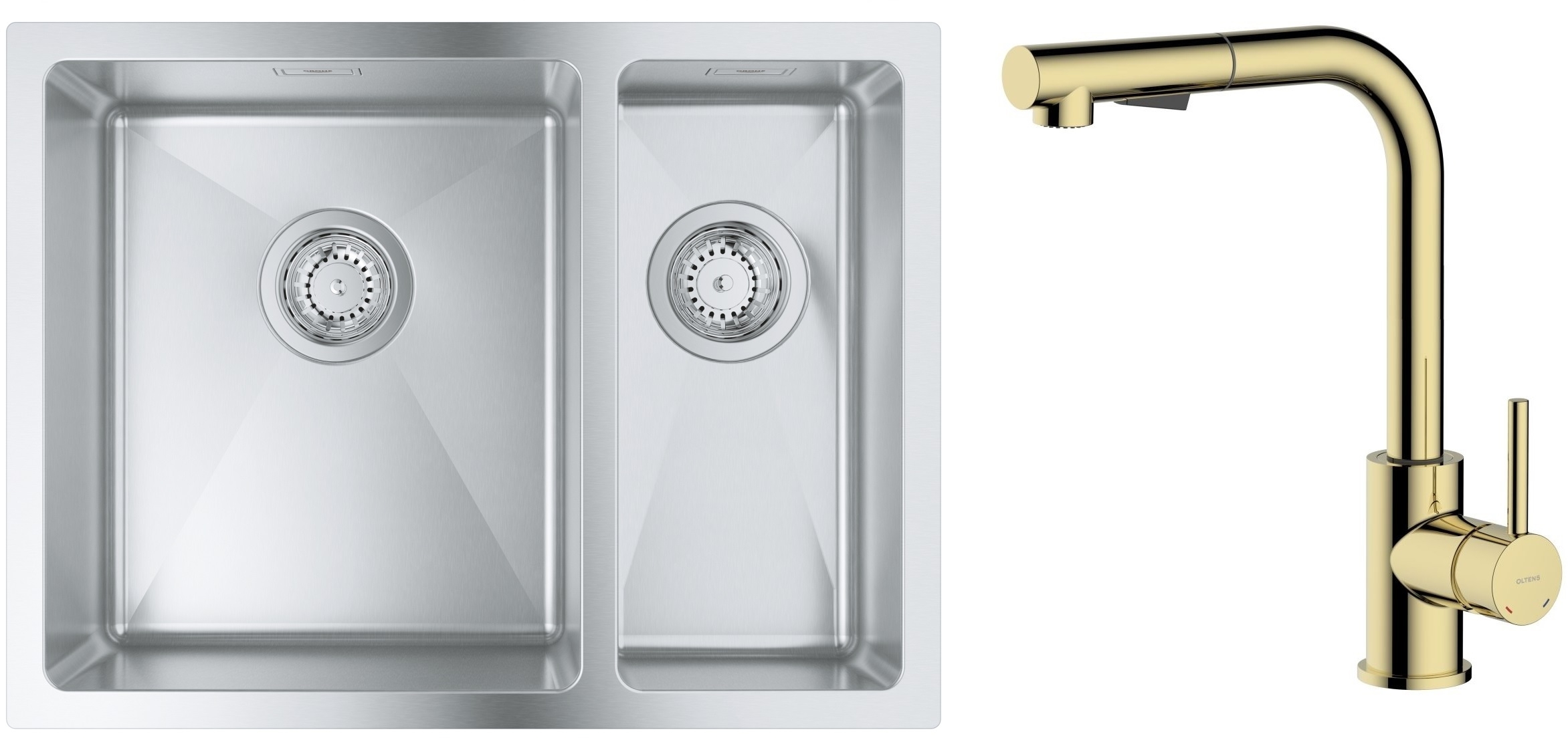 Set Stahlspüle Grohe K700 31577SD1, Küchenarmatur Oltens Myvat 35205800