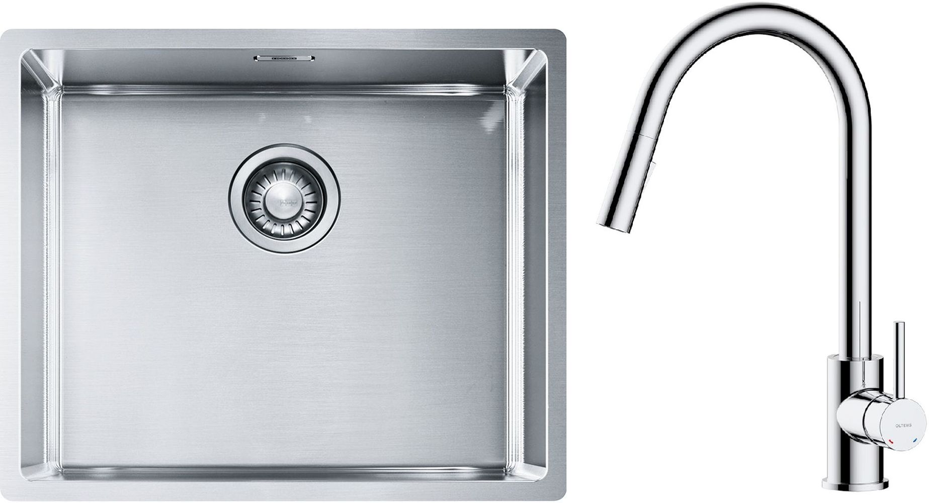 Set Stahlspüle Franke Box 127.0453.656, Küchenarmatur Oltens Litla 35204100