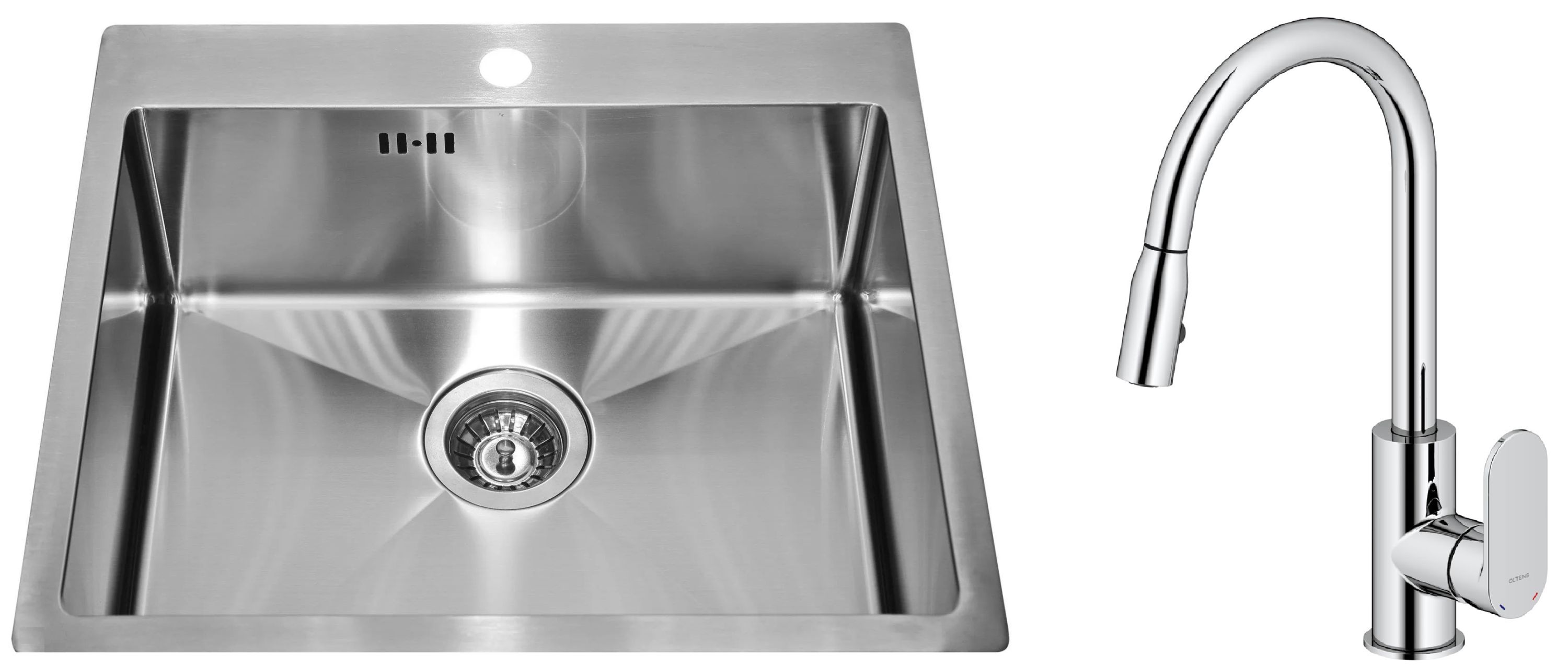 Satz stahlspüle Genesis Concept 1124382, küchenarmatur Oltens Lista 35202100
