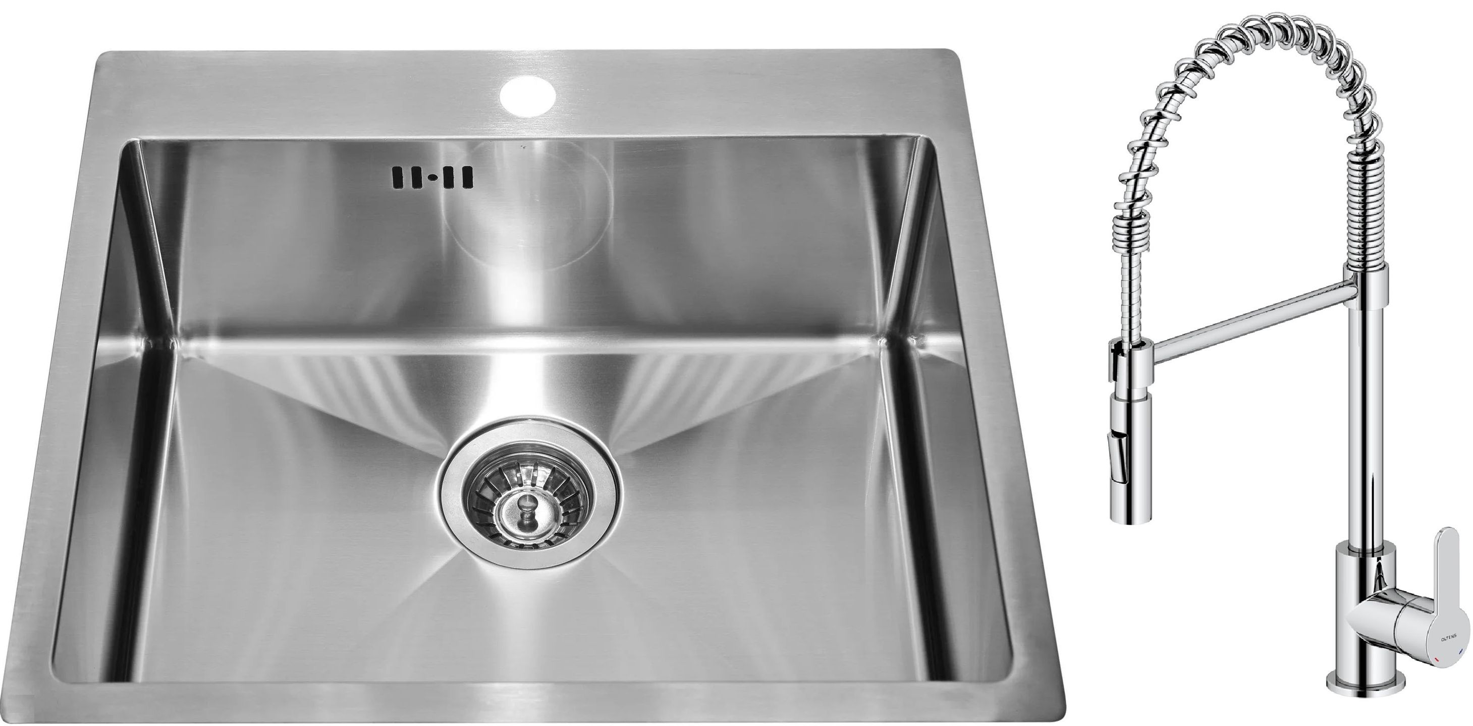 Satz stahlspüle Genesis Concept 1124382, küchenarmatur Oltens Duf 35203100