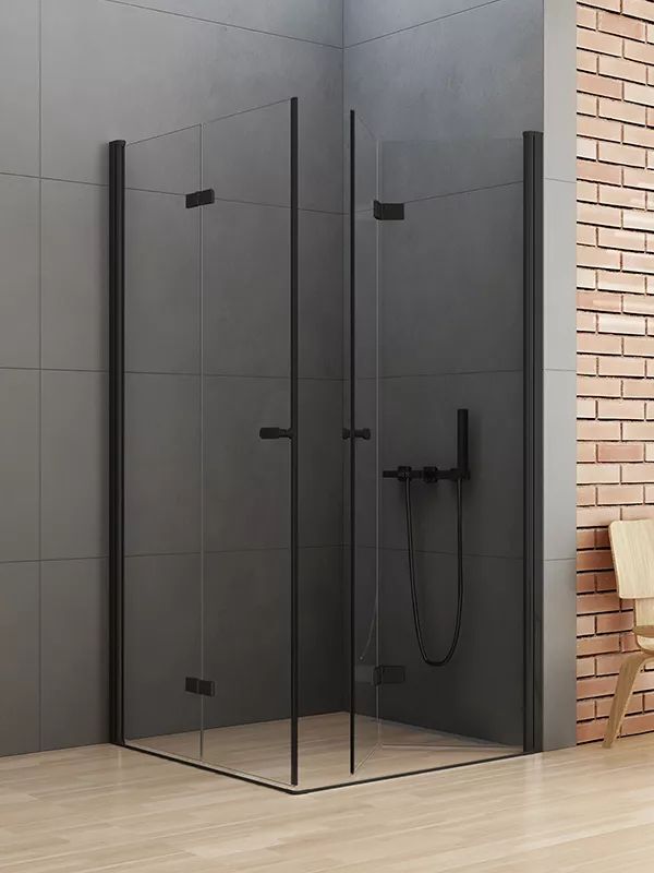 New Trendy New Soleo Black Dusche 100x100 cm quadratisch schwarz Matte/durchsichtiges Glas D-0236A/D-0240A