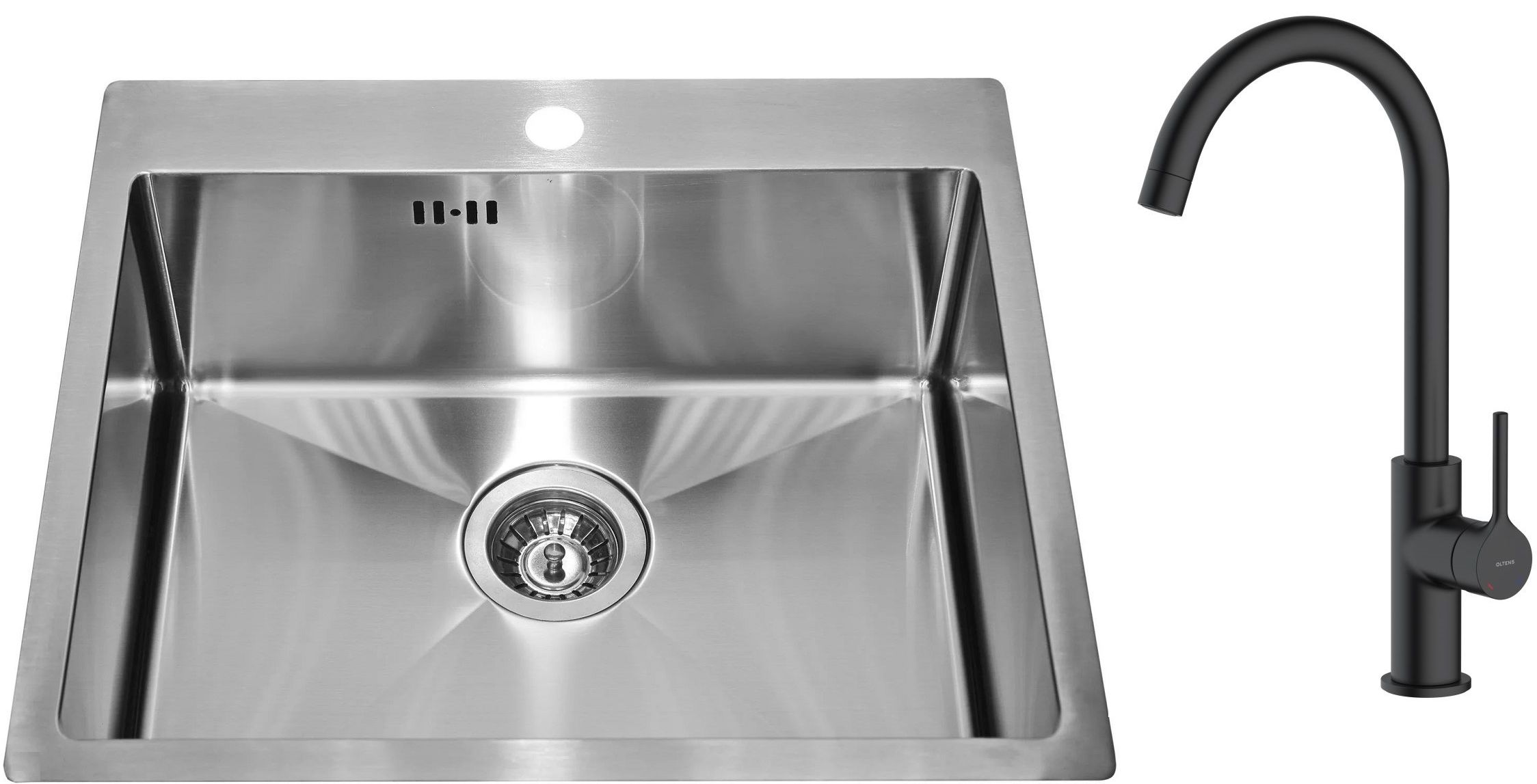 Set Edelstahlspüle Alveus Concept 1124382, Küchenarmatur Oltens Skafta 35206300