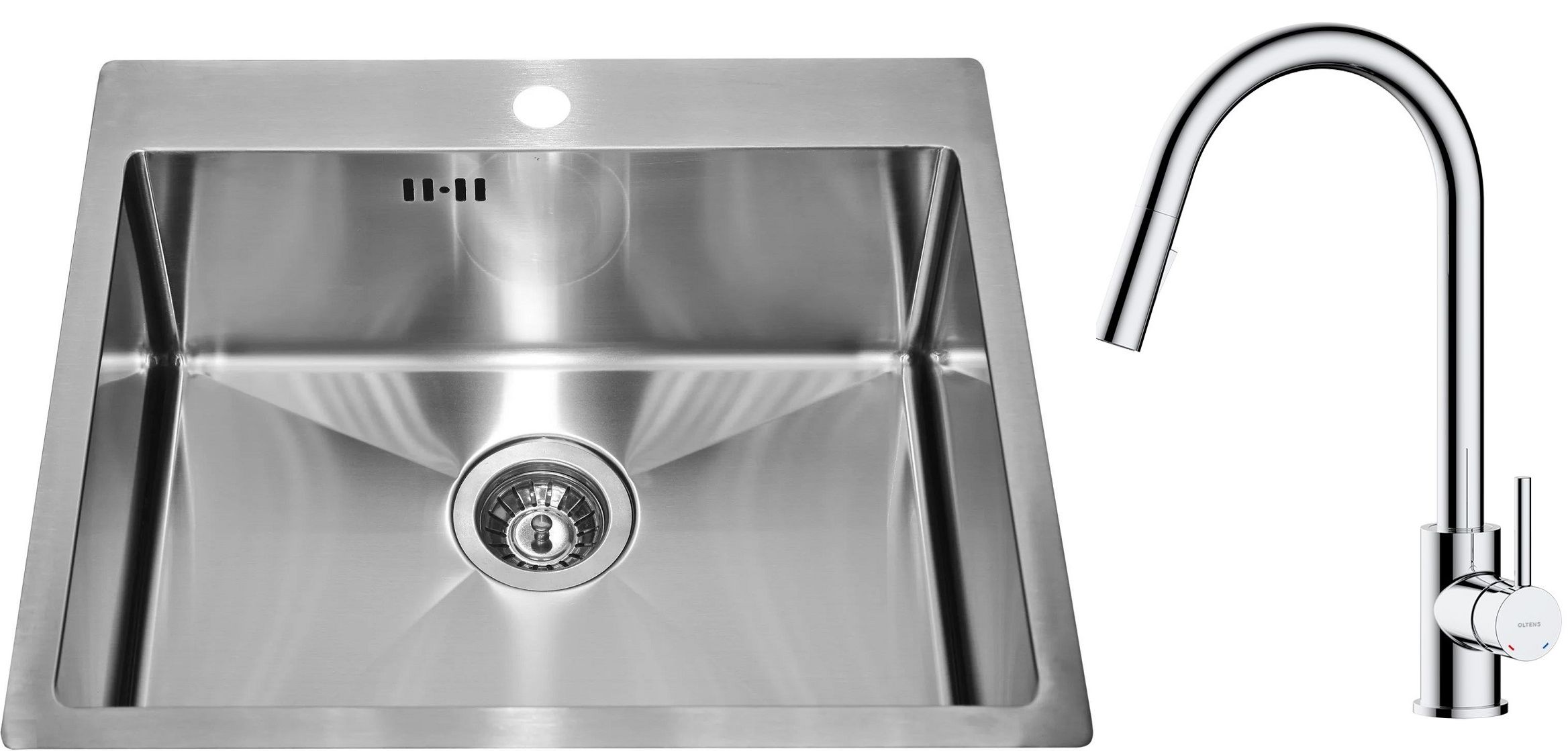 Set Edelstahlspüle Alveus Concept 1124382, Küchenarmatur Oltens Litla 35204100