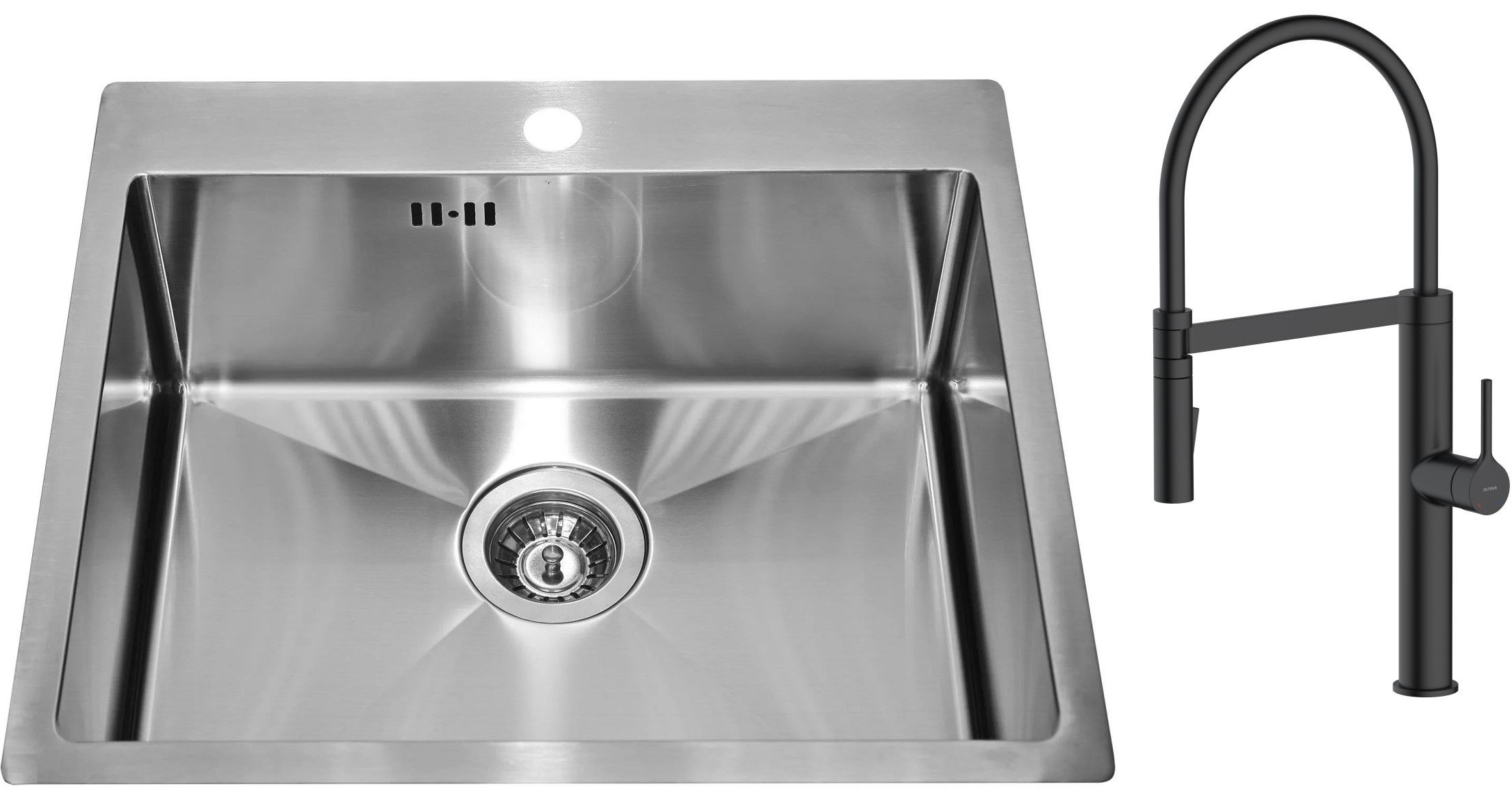 Satz küchenarmatur Oltens Borga 35207300, stahlspüle Genesis Concept 1124382