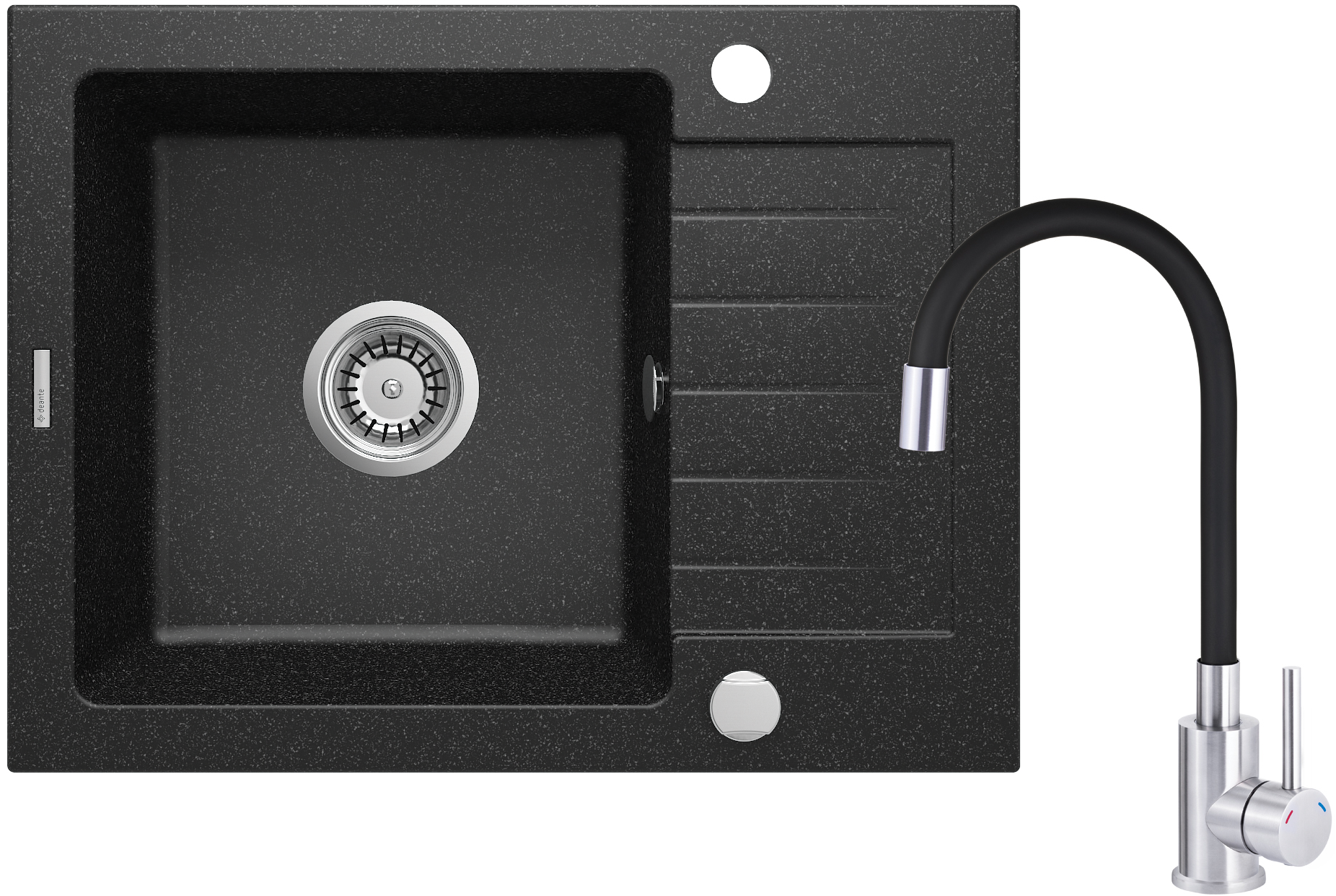 Deante Zorba Waschbecken mit Wasserhahn graphit/stahl ZQZC211A