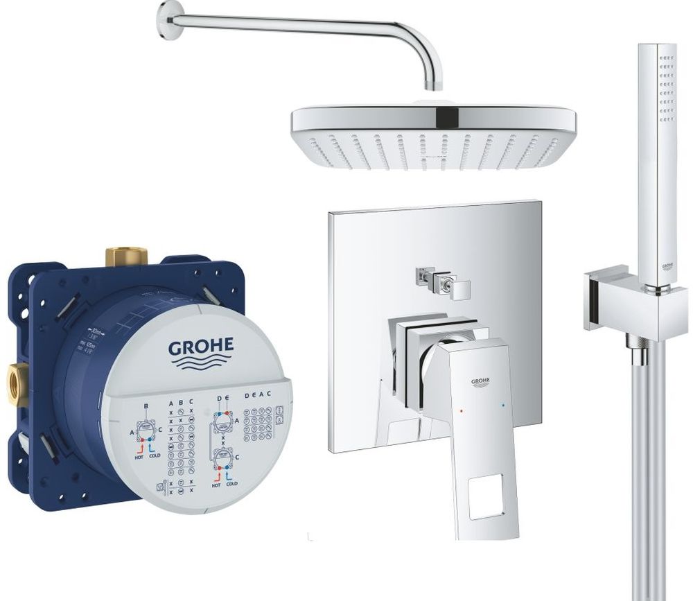 Set Badewannen- und Duscharmatur Grohe Eurocube 24062000, Kopfbrause Grohe Vitalio Comfort 26695000, 26405000, 35600000, 27851000