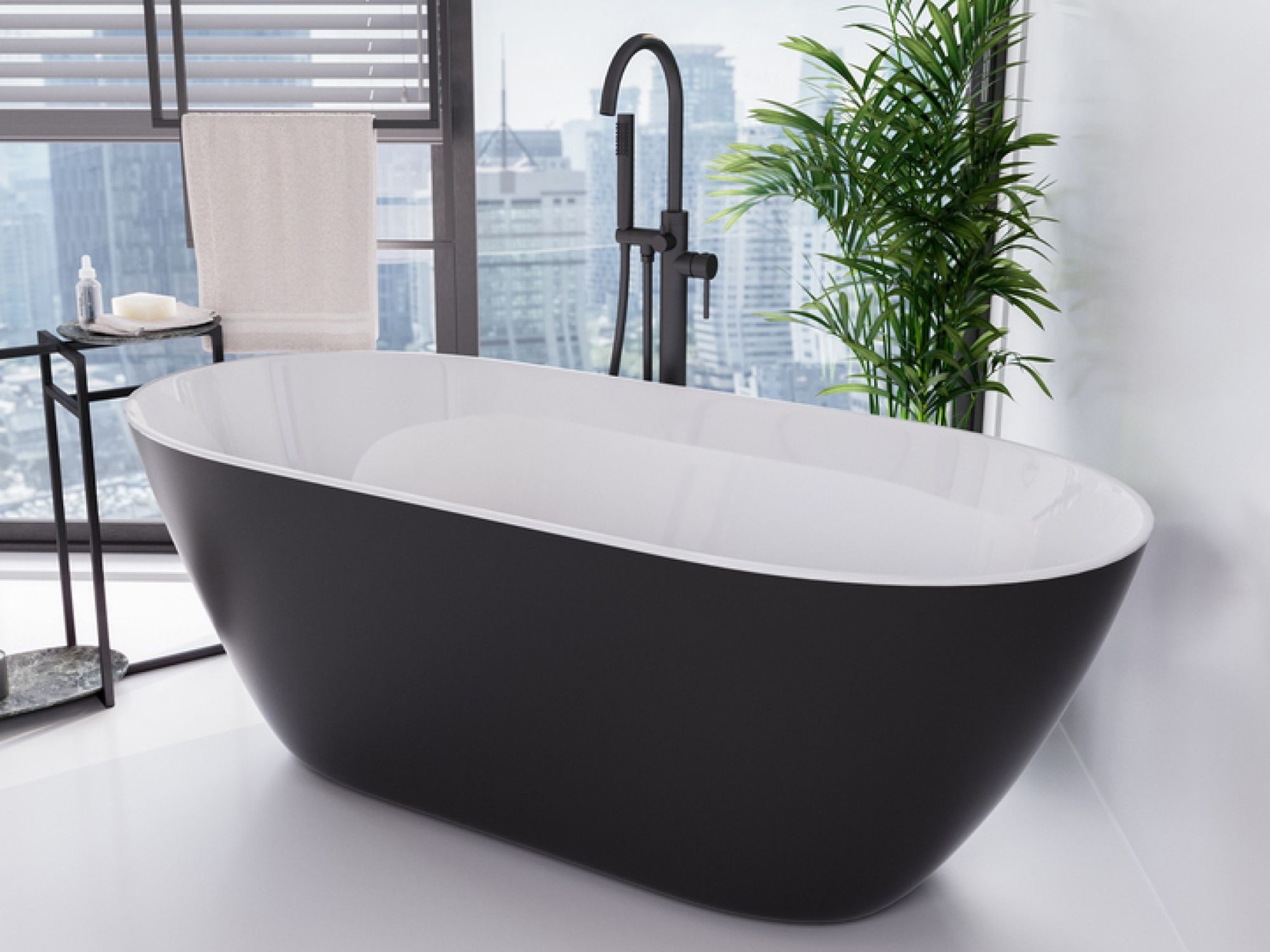 Besco Moya Freistehende Badewanne 170x70 cm oval zweifarbig #WMMC-170MKB