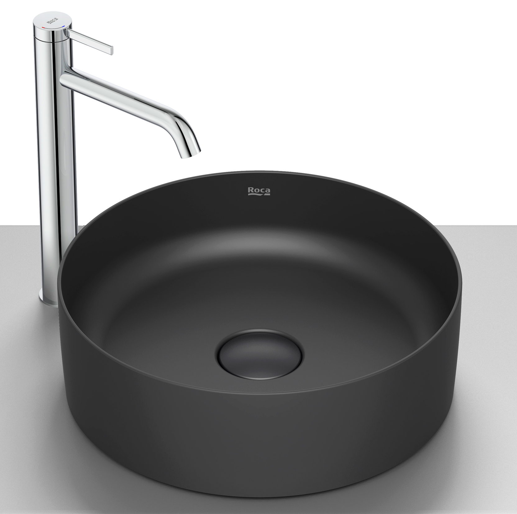 Roca Terra Waschbecken 39x39 cm rund Aufsatzwaschbecken schwarz A32787N080