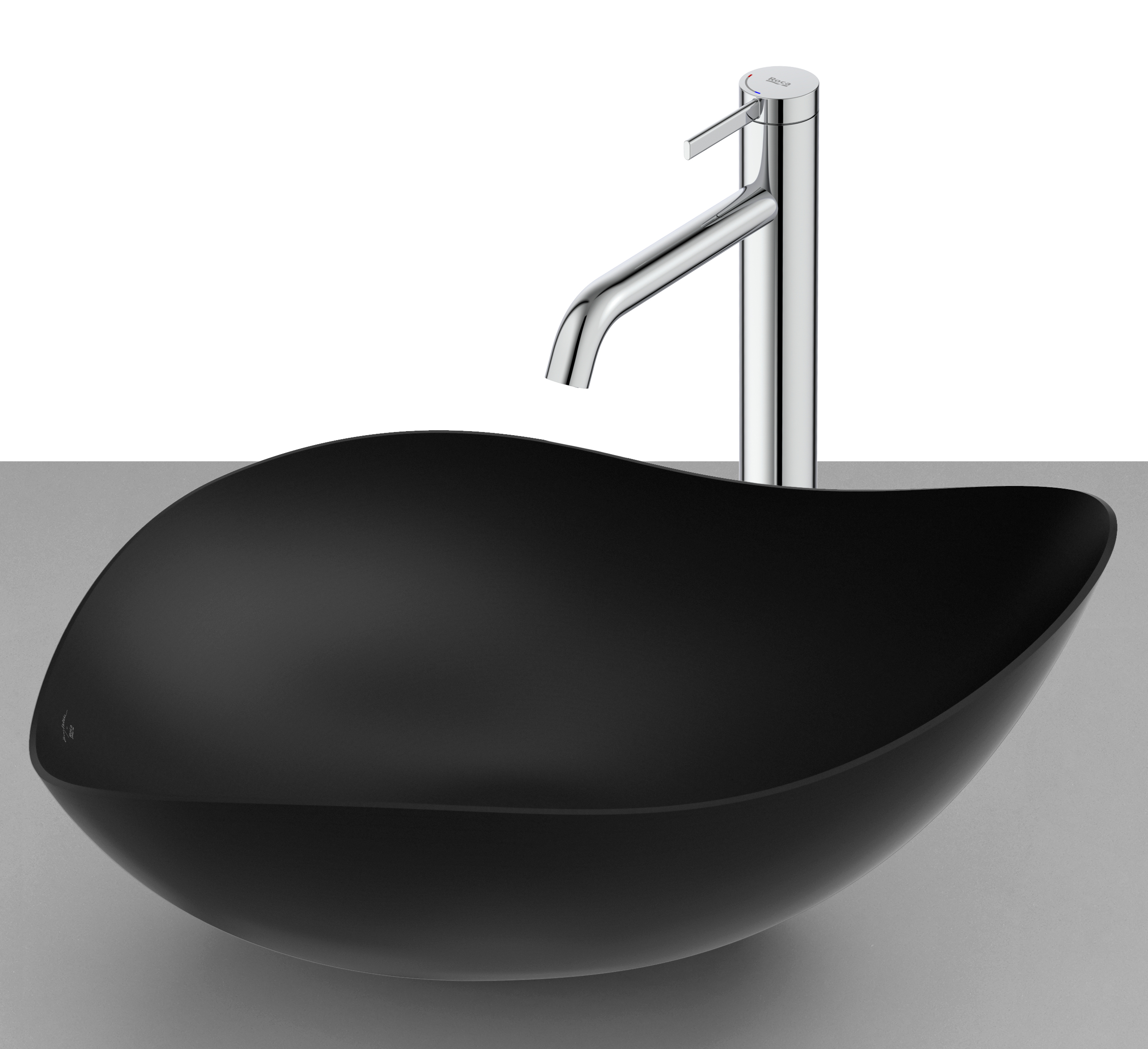 Roca Ohtake Waschbecken 54x37.5 cm Aufsatzwaschbecken schwarz A327A13080