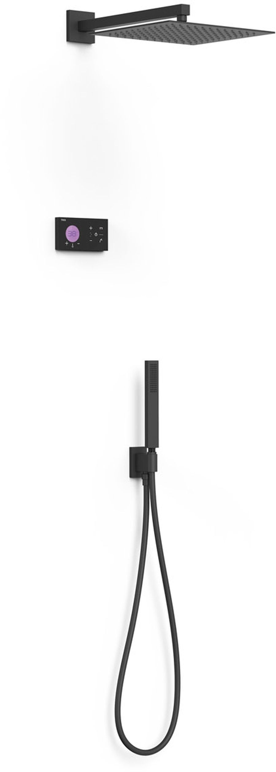 Tres Shower Technology Duschset Unterputz mit Thermostat mit Regenbrause schwarz 09288563NM