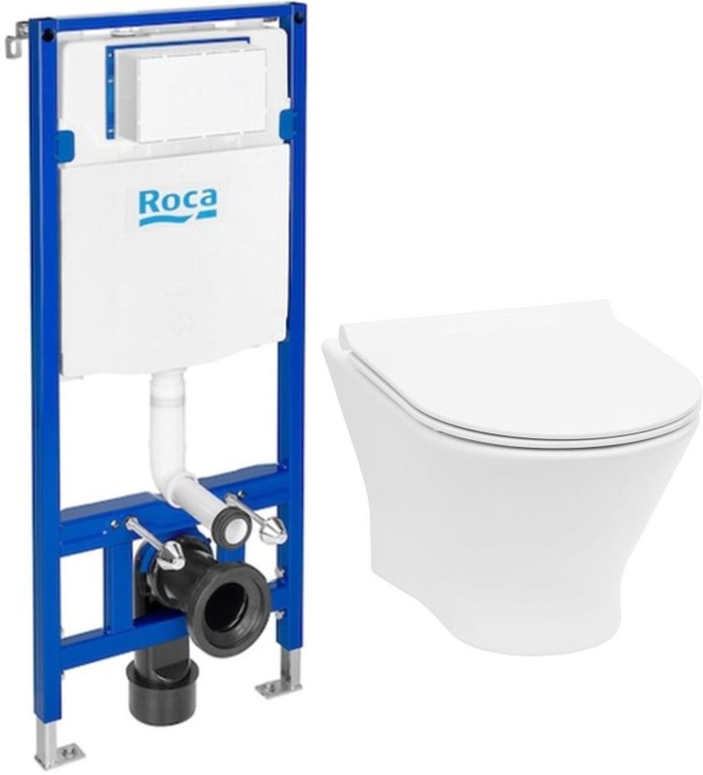 Set WC-Becken mit Absenkautomatik-Sitz Roca Nexo A34H64L000, Unterputzrahmen Roca Duplo One A890070020