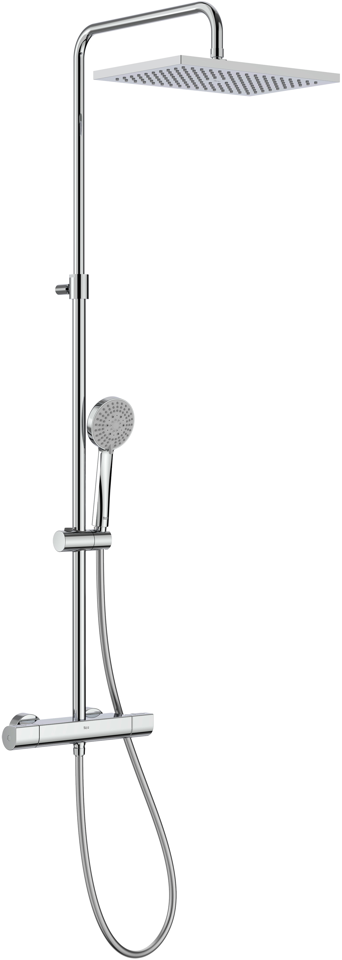 Roca Even-t Square Duschset Wandmontage mit Thermostat mit Regenbrause chrom A5A202EC00