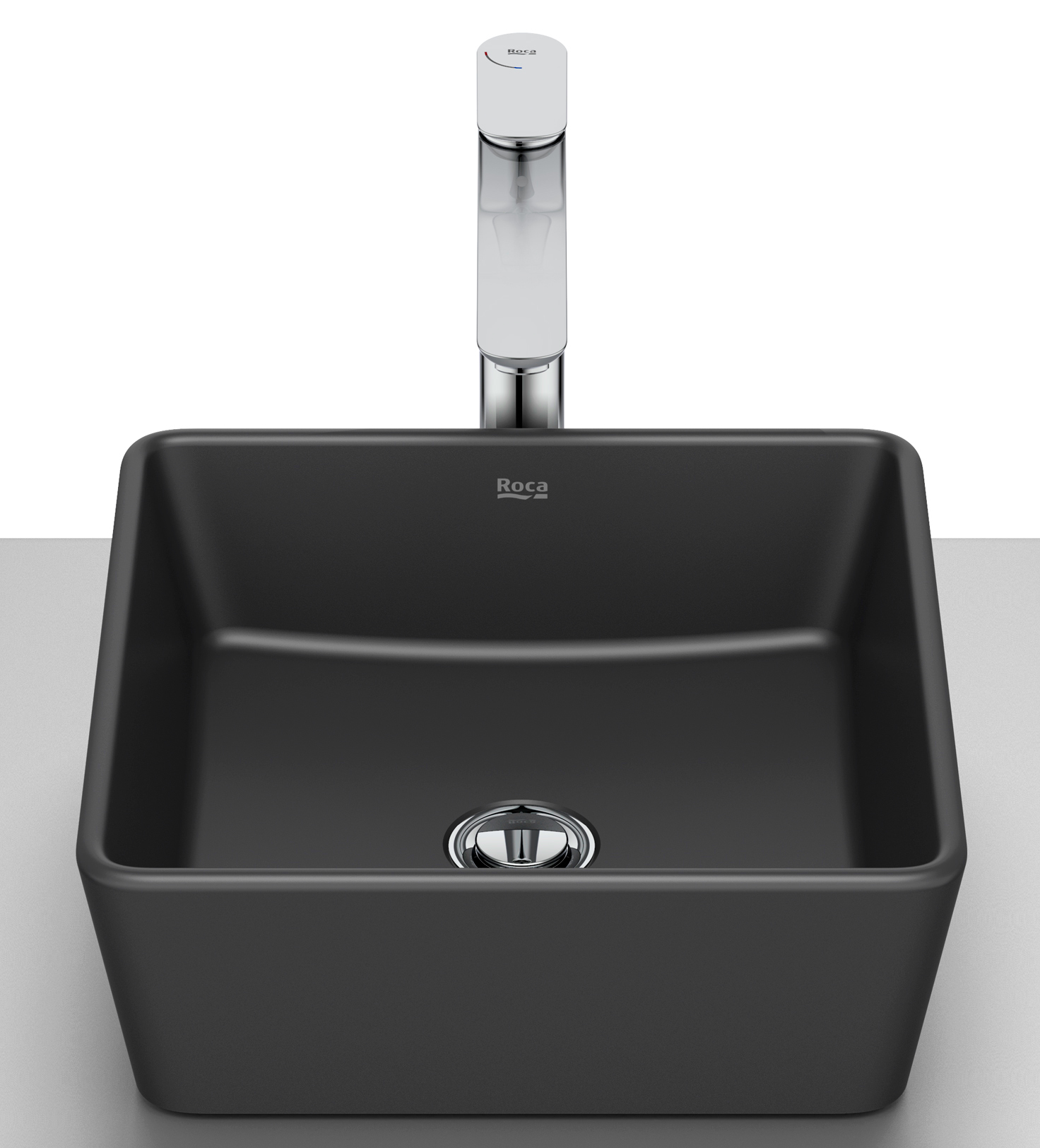 Roca Optica Waschbecken 35x35 cm quadratisch Aufsatzwaschbecken schwarz A327B12080