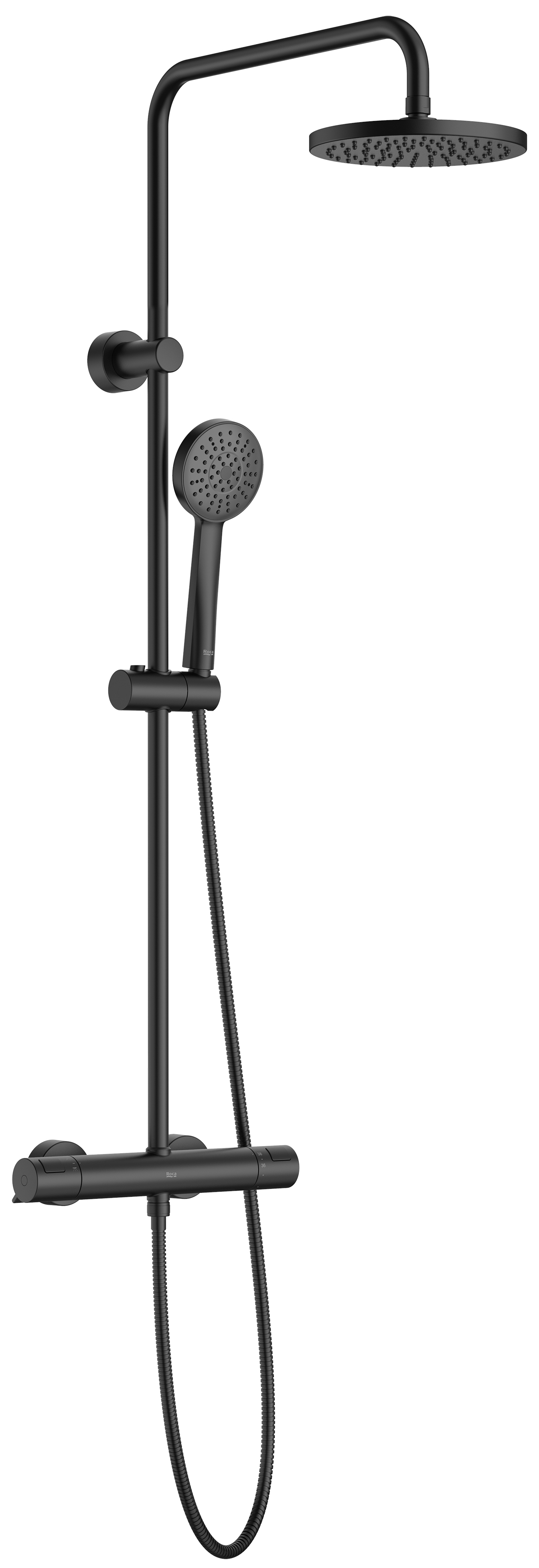 Roca Victoria T-Basic Duschset Wandmontage mit Thermostat mit Regenbrause schwarz A5A9F18NB0