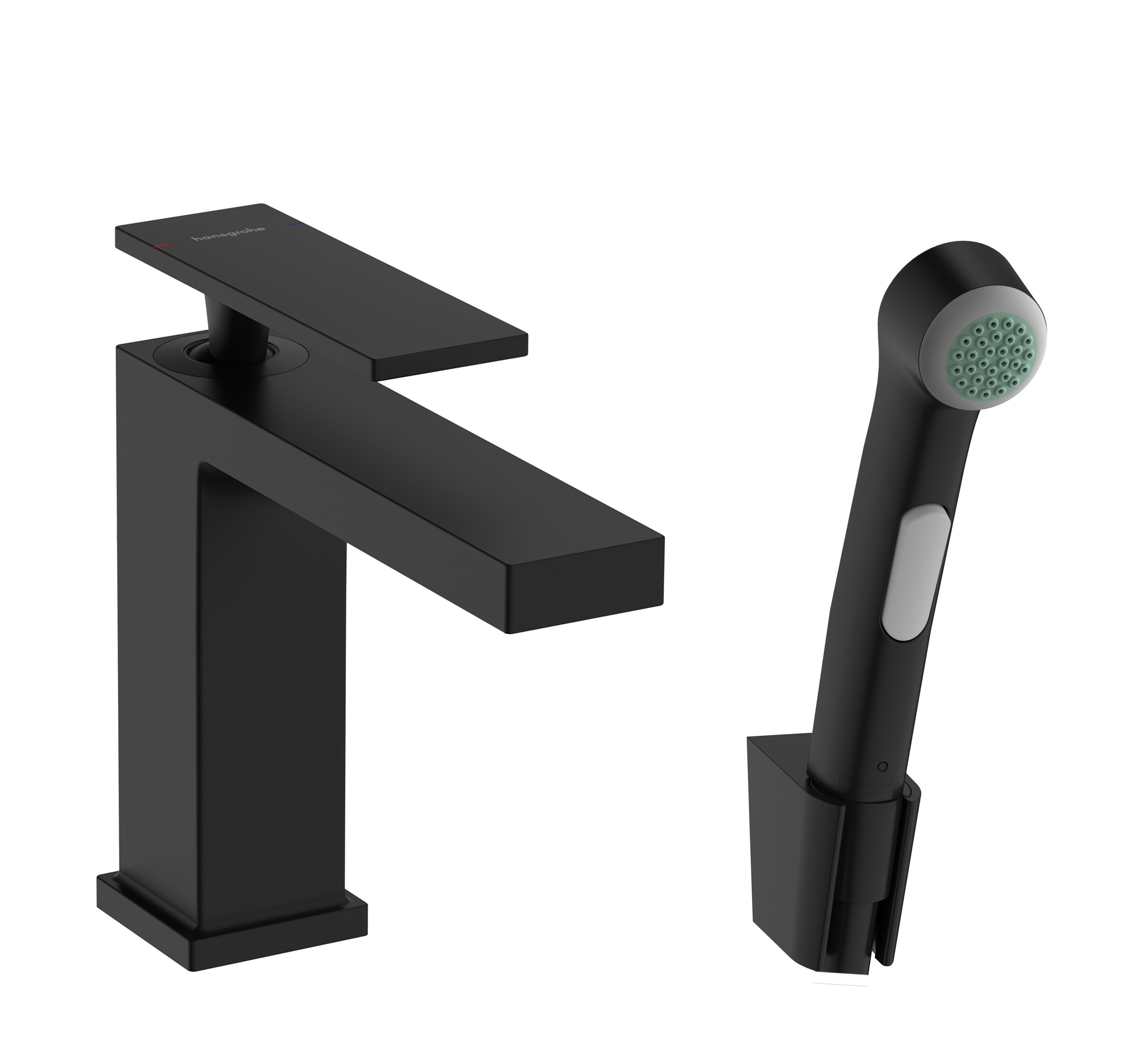 Hansgrohe Tecturis E Waschtischarmatur mit Bidet-Duschkopf Stehend schwarz 73210670