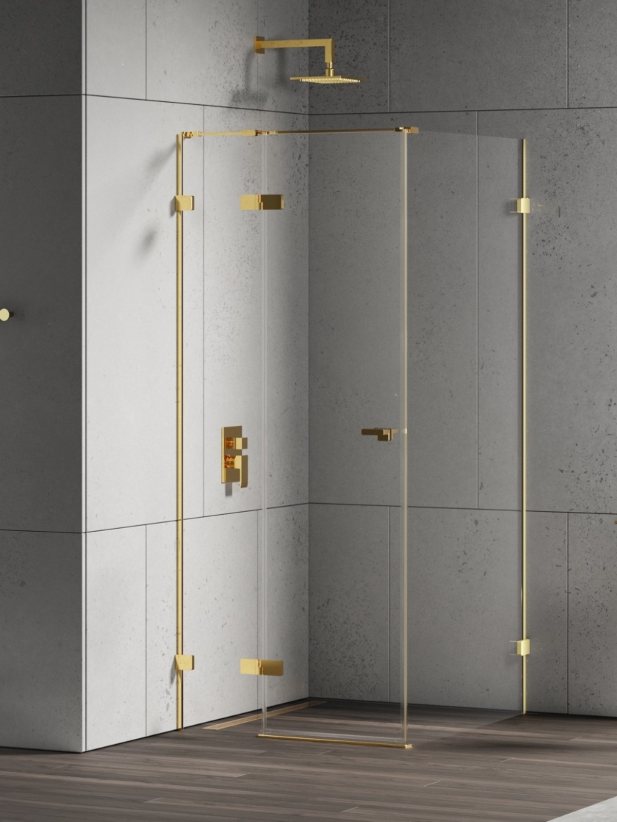 New Trendy Eventa Gold Shine Dusche 120x80 cm rechteckig gold Glanz/durchsichtiges Glas EXK-4714