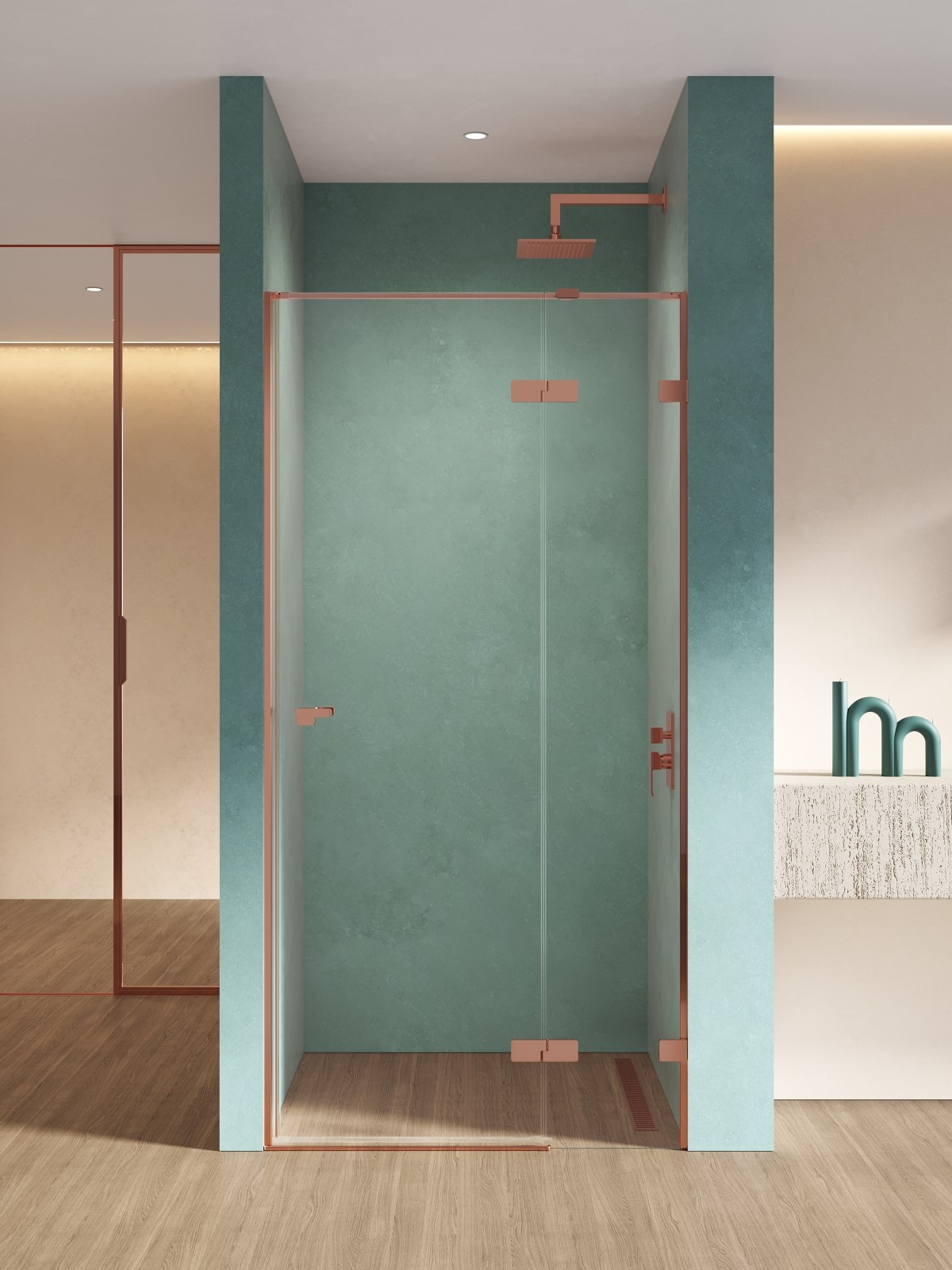 New Trendy Eventa Copper Shine Duschtüren 110 cm aufklappbar kupfer Glanz/durchsichtiges Glas EXK-6359