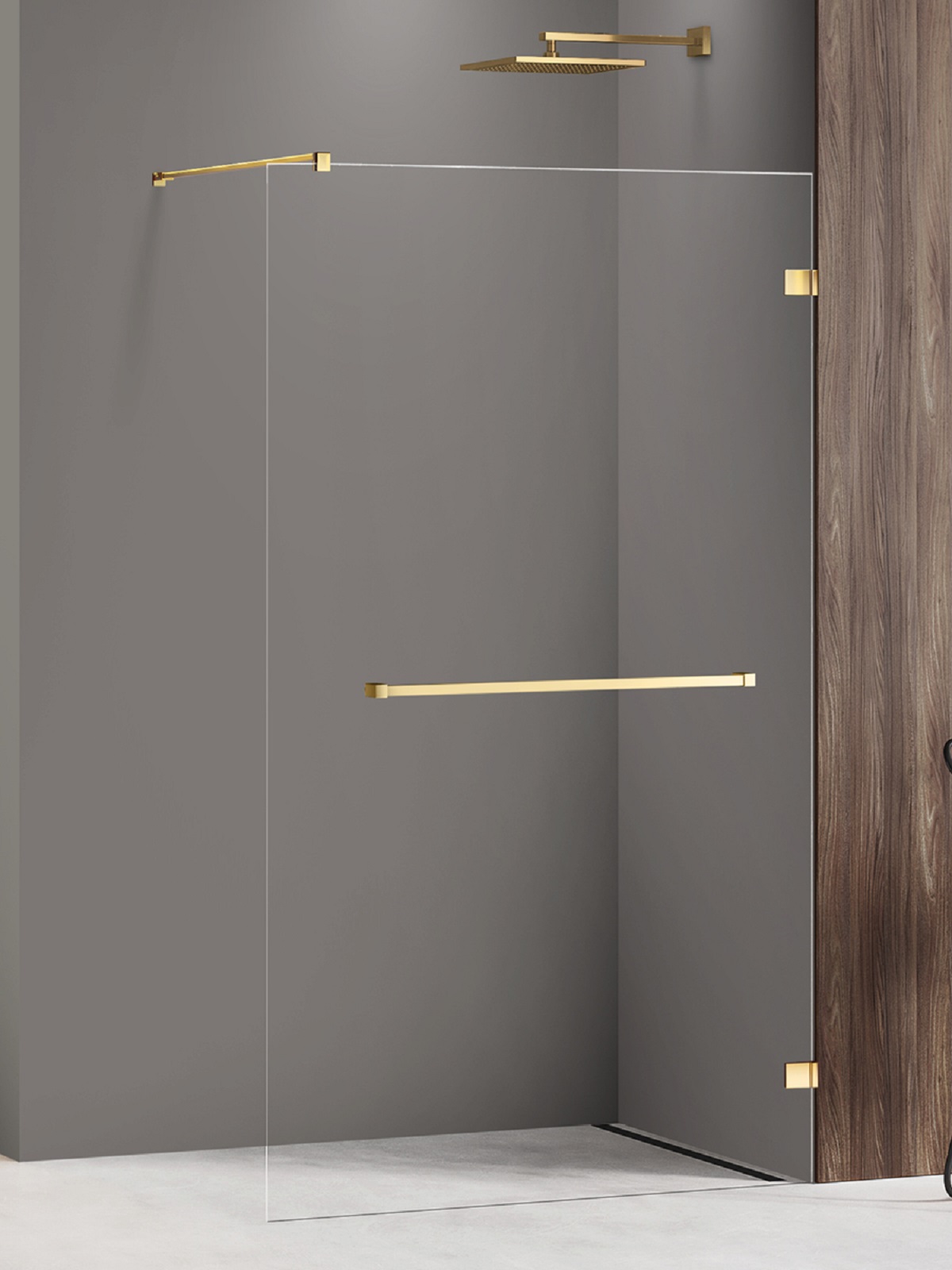 New Trendy Avexa Gold Shine Begehbare Duschwand 150 cm gold Glanz/durchsichtiges Glas EXK-7086