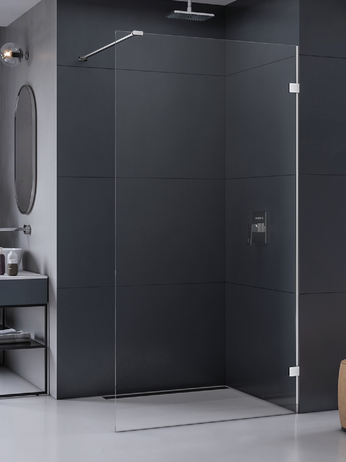 New Trendy Eventa Begehbare Duschwand 120 cm chrom Glanz/durchsichtiges Glas EXK-4622