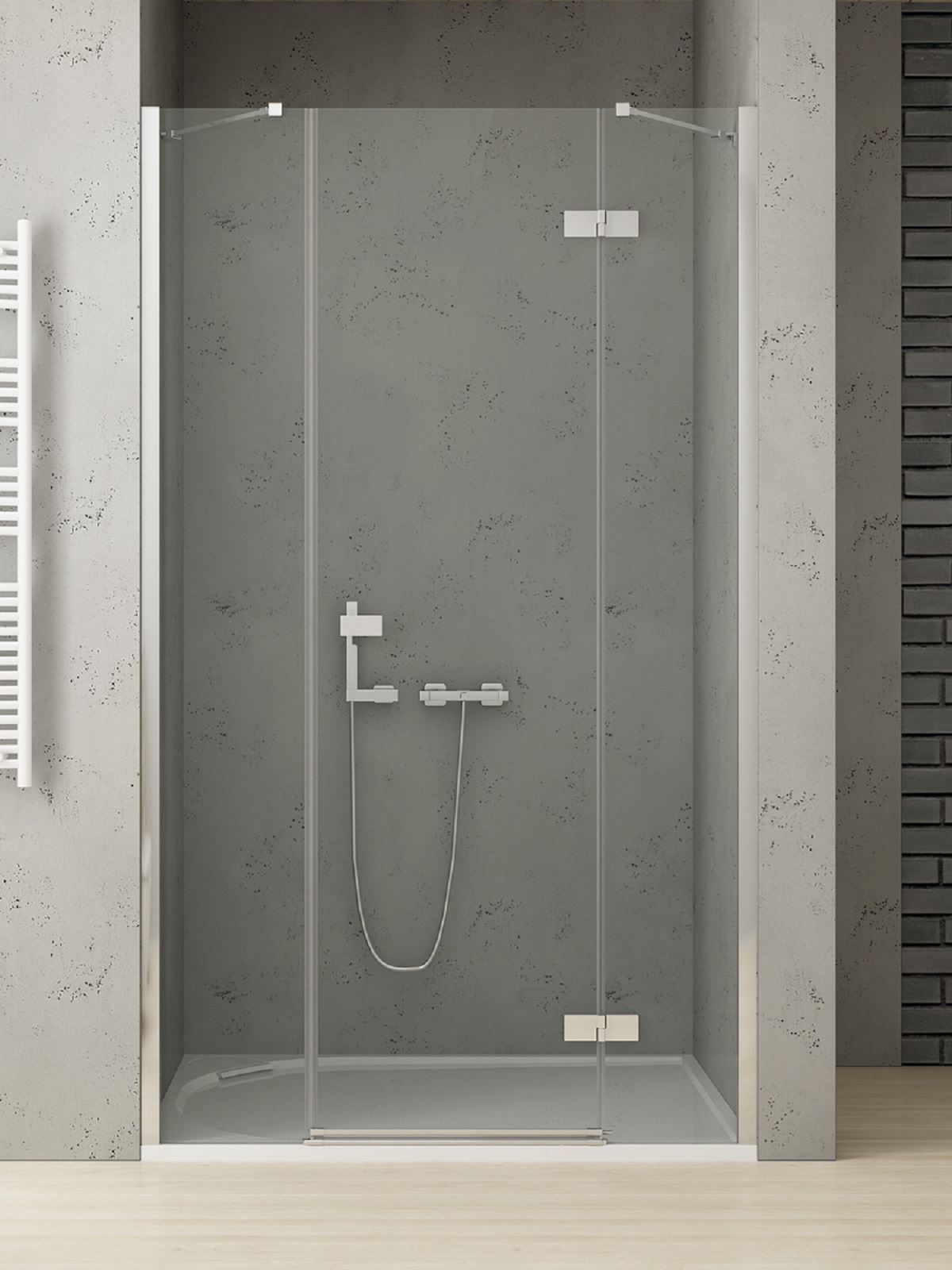 New Trendy Reflexa Duschtüren 110 cm aufklappbar chrom Glanz/durchsichtiges Glas EXK-5076