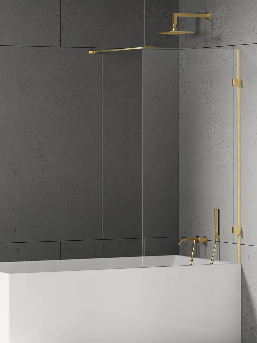 New Trendy Eventa Gold Shine Badewannenabtrennung 80 cm einteilig gold Glanz/durchsichtiges Glas EXK-4895-WP