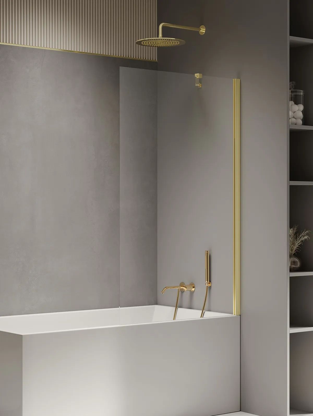 New Trendy New Soleo Light Gold Badewannenabtrennung 80 cm einteilig gold Glanz/durchsichtiges Glas P-0117