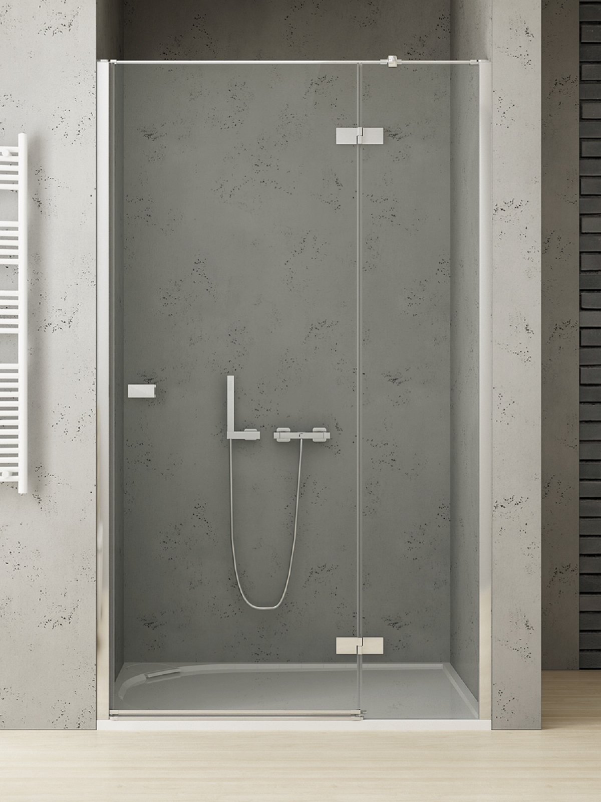 New Trendy Reflexa Duschtüren 80 cm aufklappbar chrom Glanz/durchsichtiges Glas EXK-5058