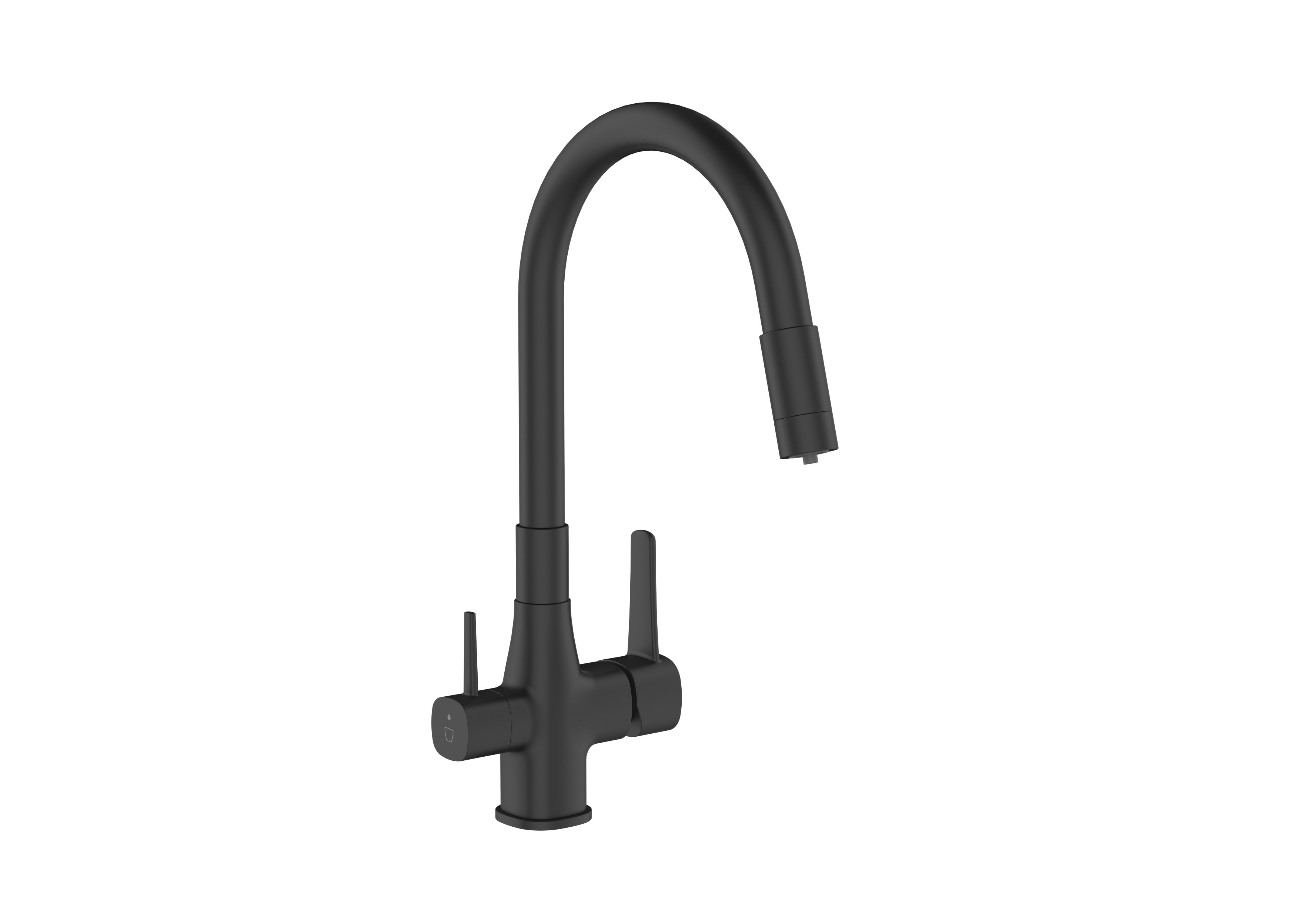Invena Glamour küchenarmatur mit filter stehend schwarz BZ02F04