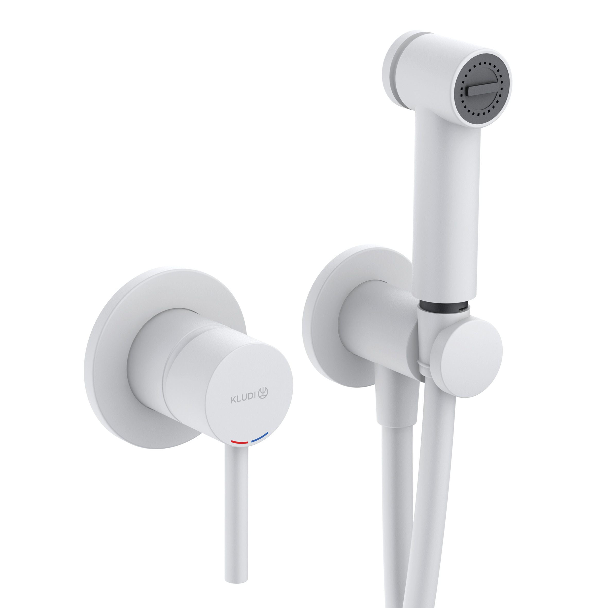 Kludi Bozz Bidetarmatur mit Duschset Unterputz weiß 389985376