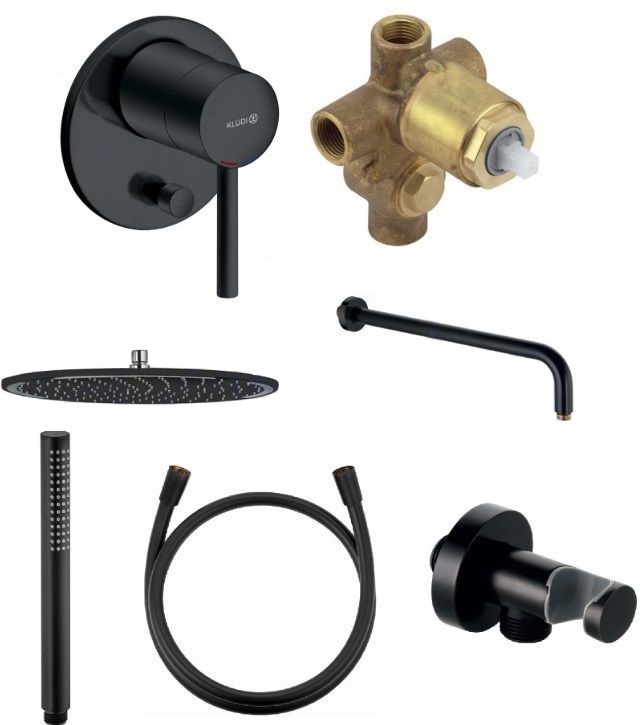 Set Kopfbrause Kludi A-QA 6433087-00, Badewannen- und Duscharmatur Kludi Bozz 387163976, 38624N, 6651439-00, 3912039-00, 6107139-00, 6054739-00