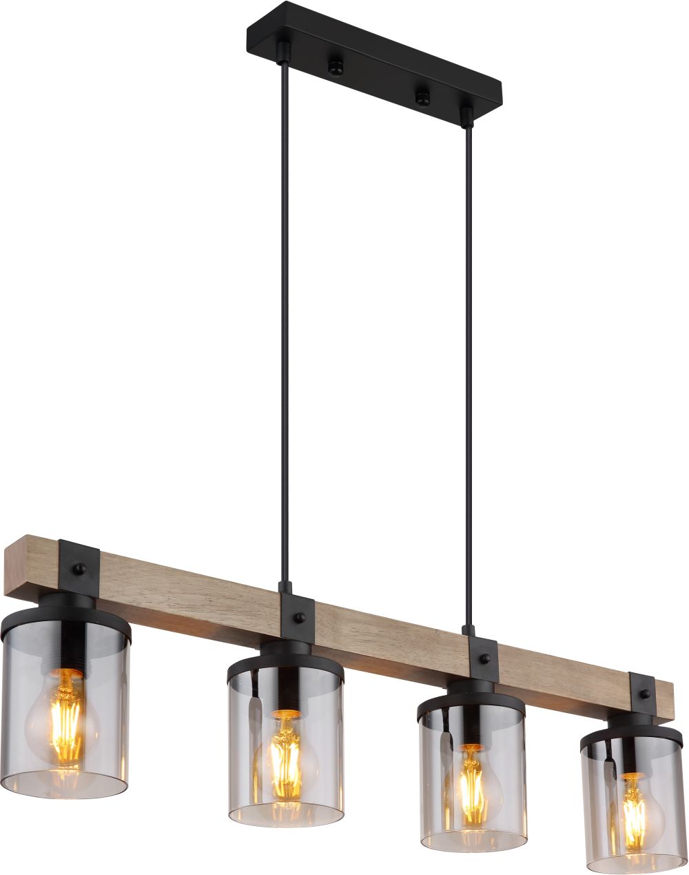Globo Lighting Lila Pendelleuchte 4x60 W schwarz-holz 15555-4H