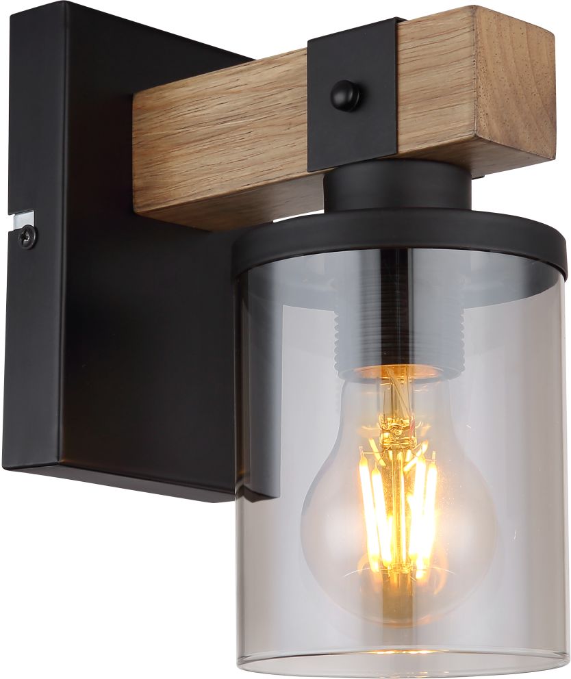 Globo Lighting Lenna Leuchter 1x60 W schwarz-verraucht-holz 15555W