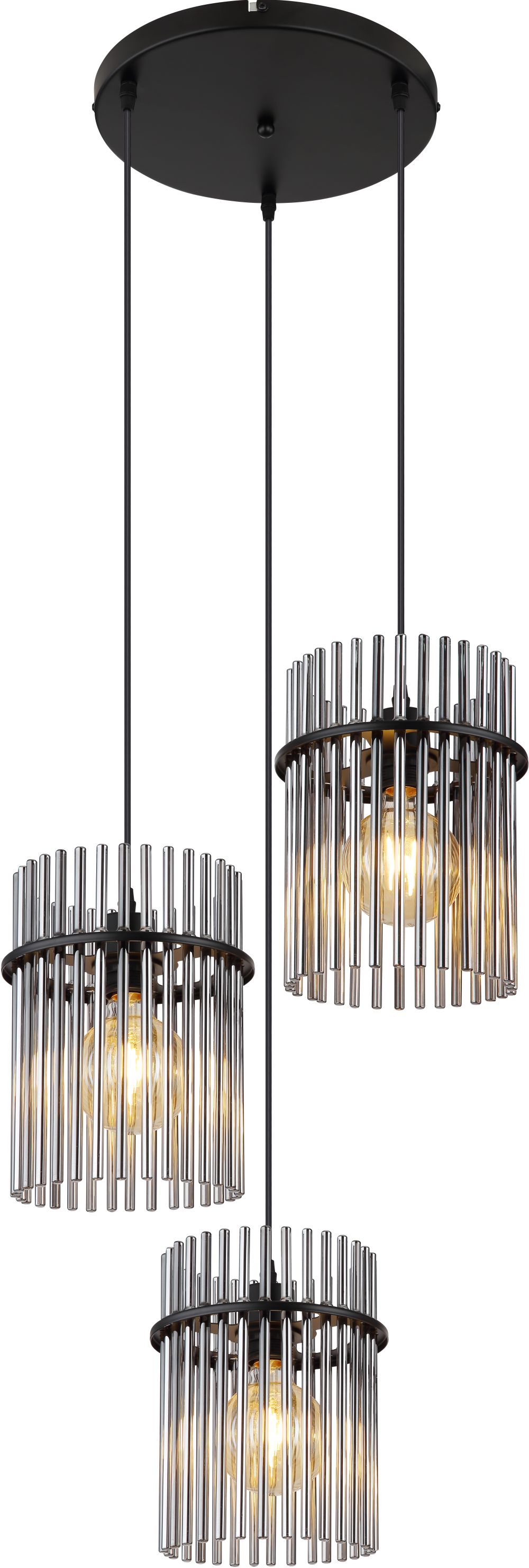 Globo Lighting Gorley Pendelleuchte 3x60 W schwarz-verraucht 15698-3HR
