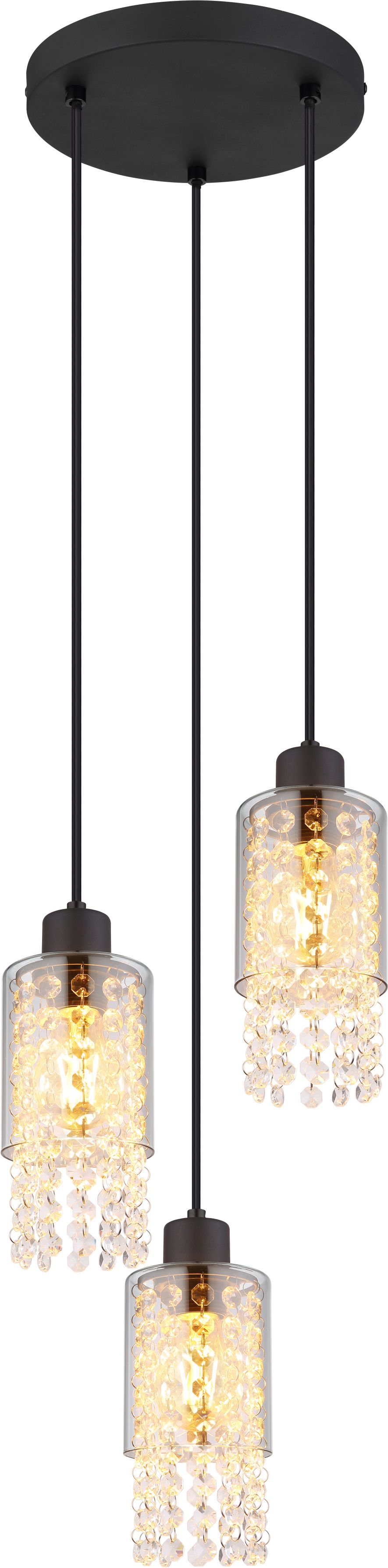 Globo Lighting Backey Pendelleuchte 3x40 W schwarz-verraucht 15799-3H