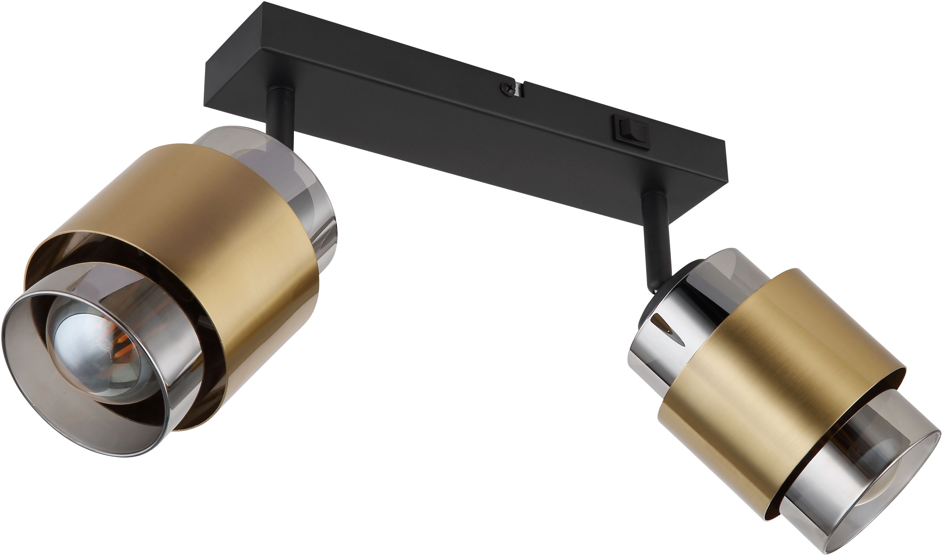 Globo Lighting Milley Deckenlampe 2x40 W schwarz-messing-verraucht 15560-2