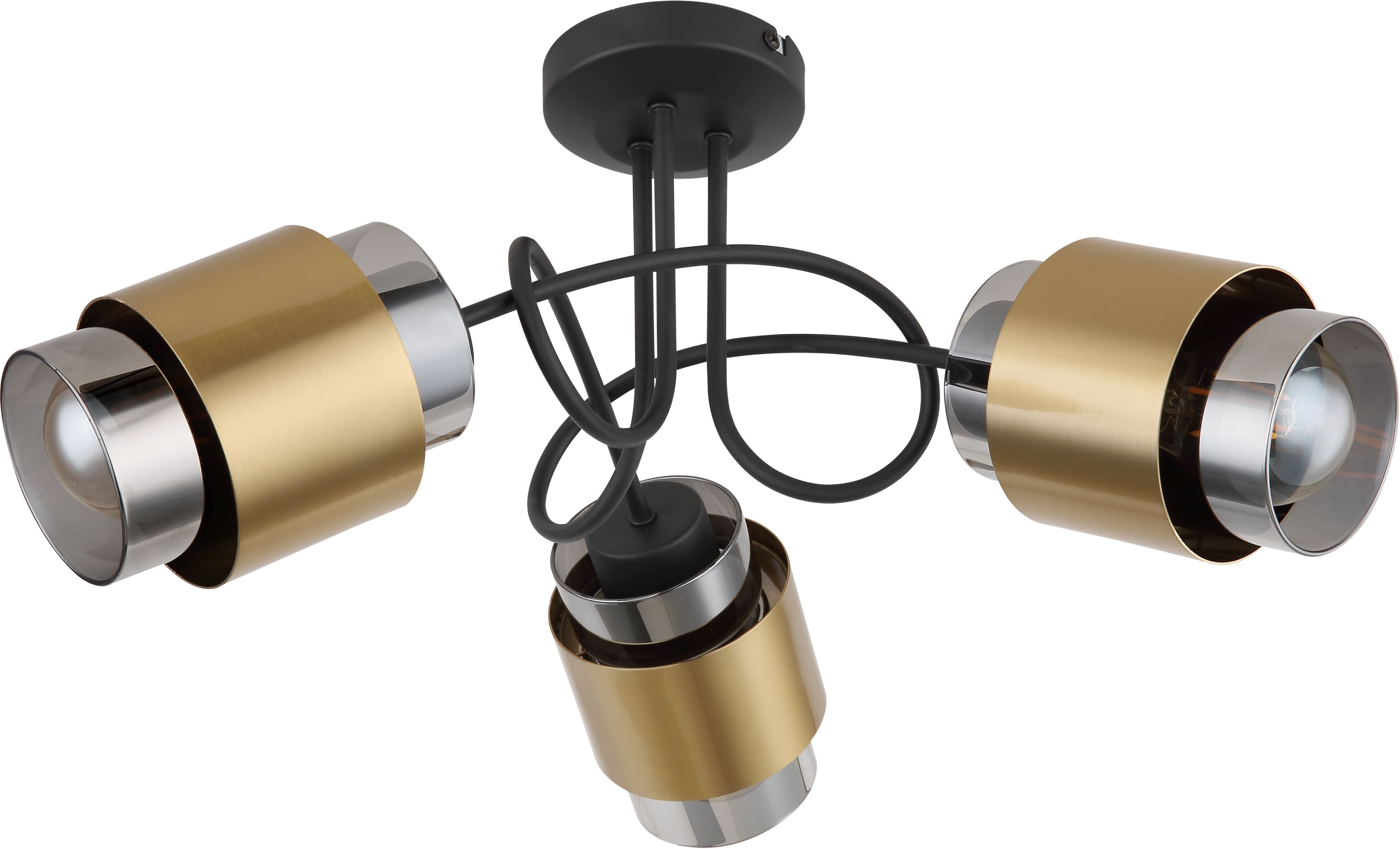 Globo Lighting Milley Deckenlampe 3x40 W schwarz-messing-verraucht 15560-3D