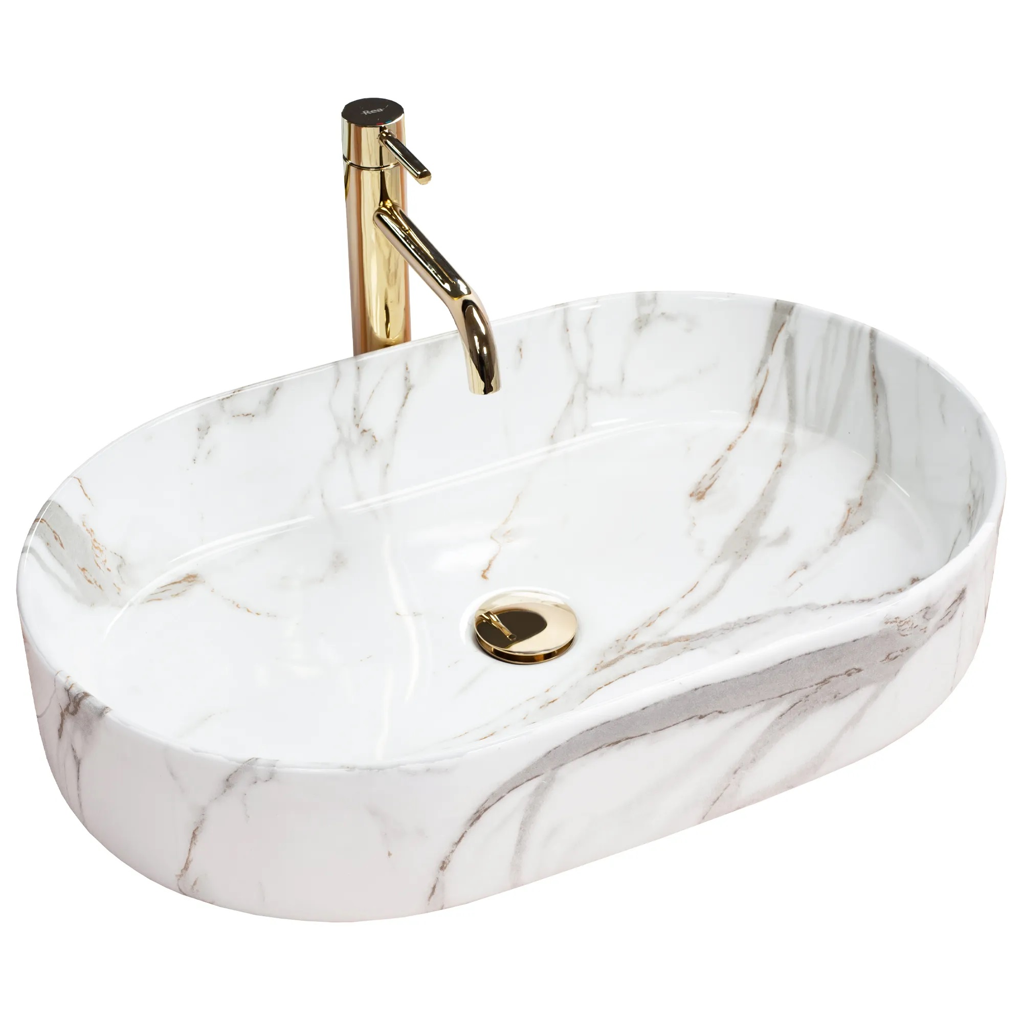 Rea Nadia Waschbecken 61x38.5 cm oval Aufsatzwaschbecken glanz REA-U6506