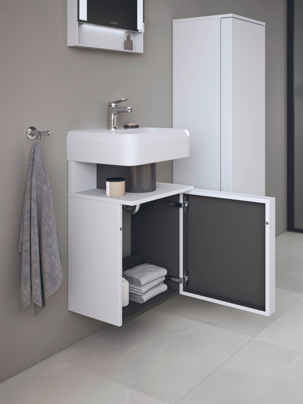 Duravit Qatego Kabinett 44x35x64.5 cm Unterschrank hängend weiß QA4076L22220000