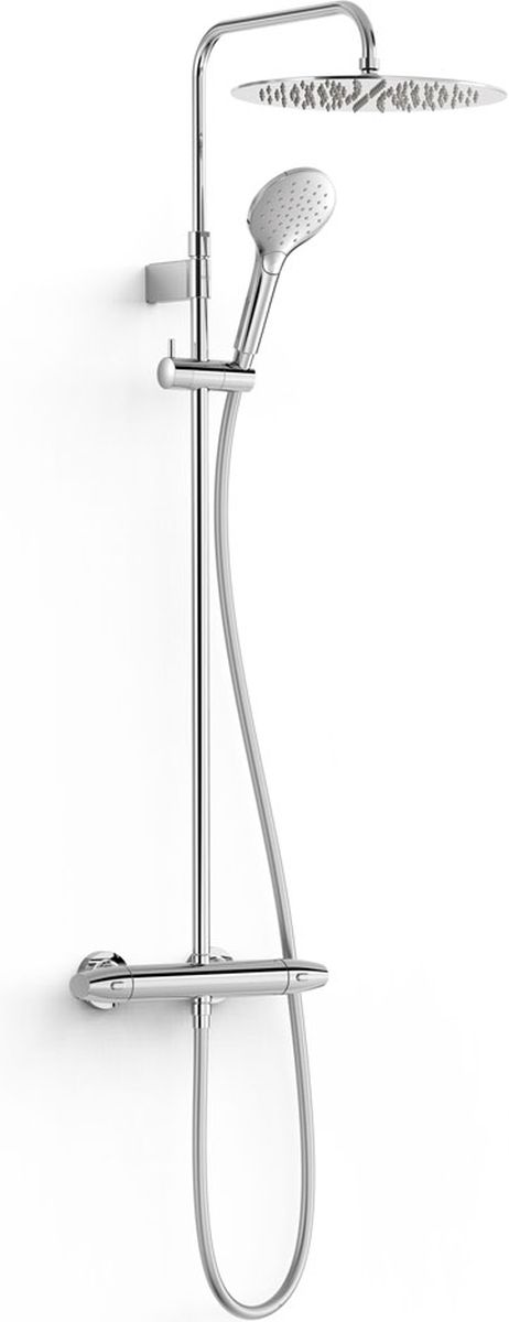 Tres Over-Wall Duschset Wandmontage mit Thermostat mit Regenbrause chrom 19038705