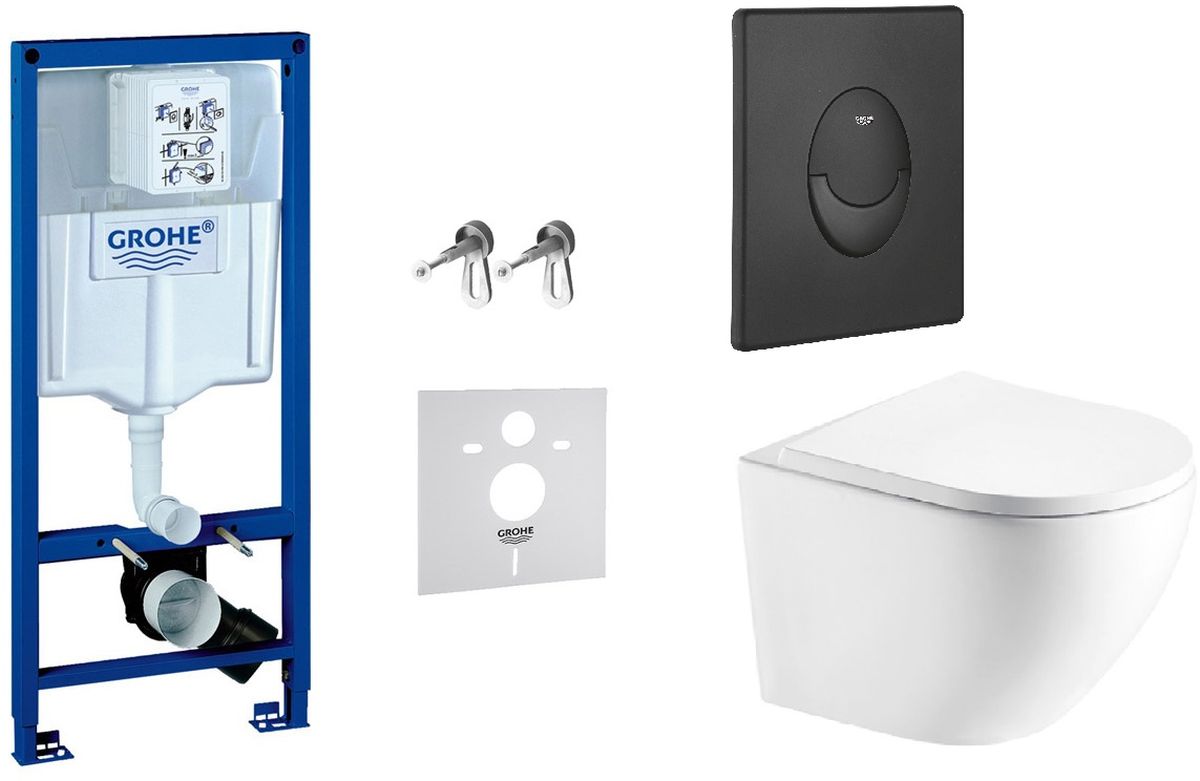 Set Unterputzrahmen Grohe Rapid SL 38539001, WC-Becken mit Absenkautomatik-Sitz Hagser Beno HGR20000042, 38964KF0
