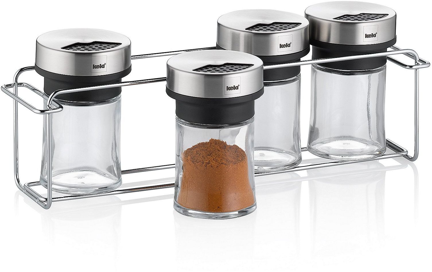 Kela Miko Ständer mit Zubehör 28x7x10 cm transparent-schwarz-stahl 11613