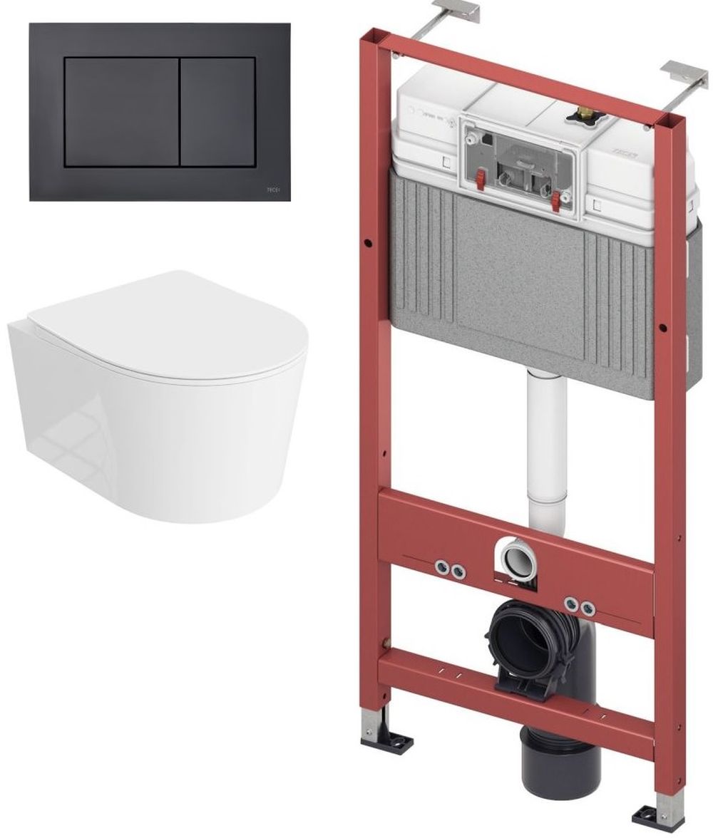 Set WC-Becken mit Absenkautomatik-Sitz LaVita Loso 5908211492469, Unterputzrahmen Tece Base 9400407, 9240407