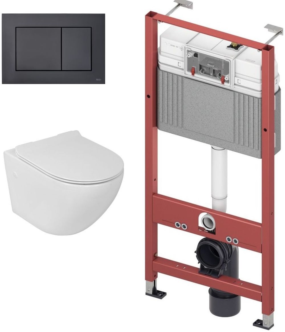 Set WC-Becken mit Absenkautomatik-Sitz LaVita Sofi Slim 5908211401461, Unterputzrahmen Tece Base 9400407, 9240407
