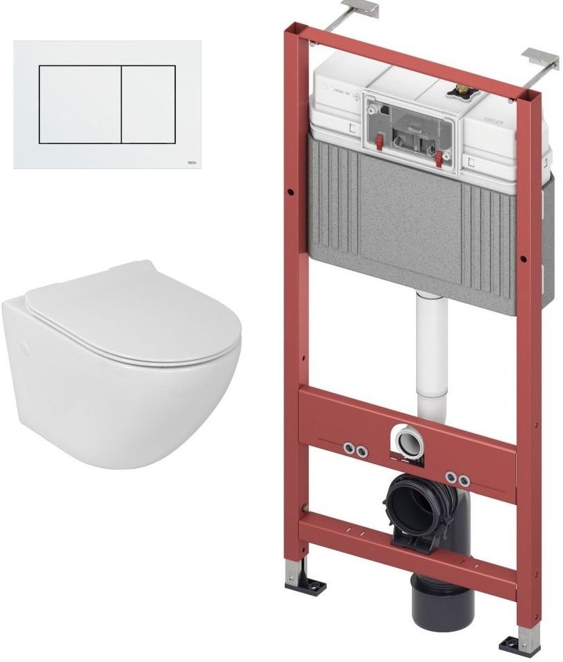 Set WC-Becken mit Absenkautomatik-Sitz LaVita Sofi Slim 5908211401461, Unterputzrahmen Tece Base 9400407, 9.240.400