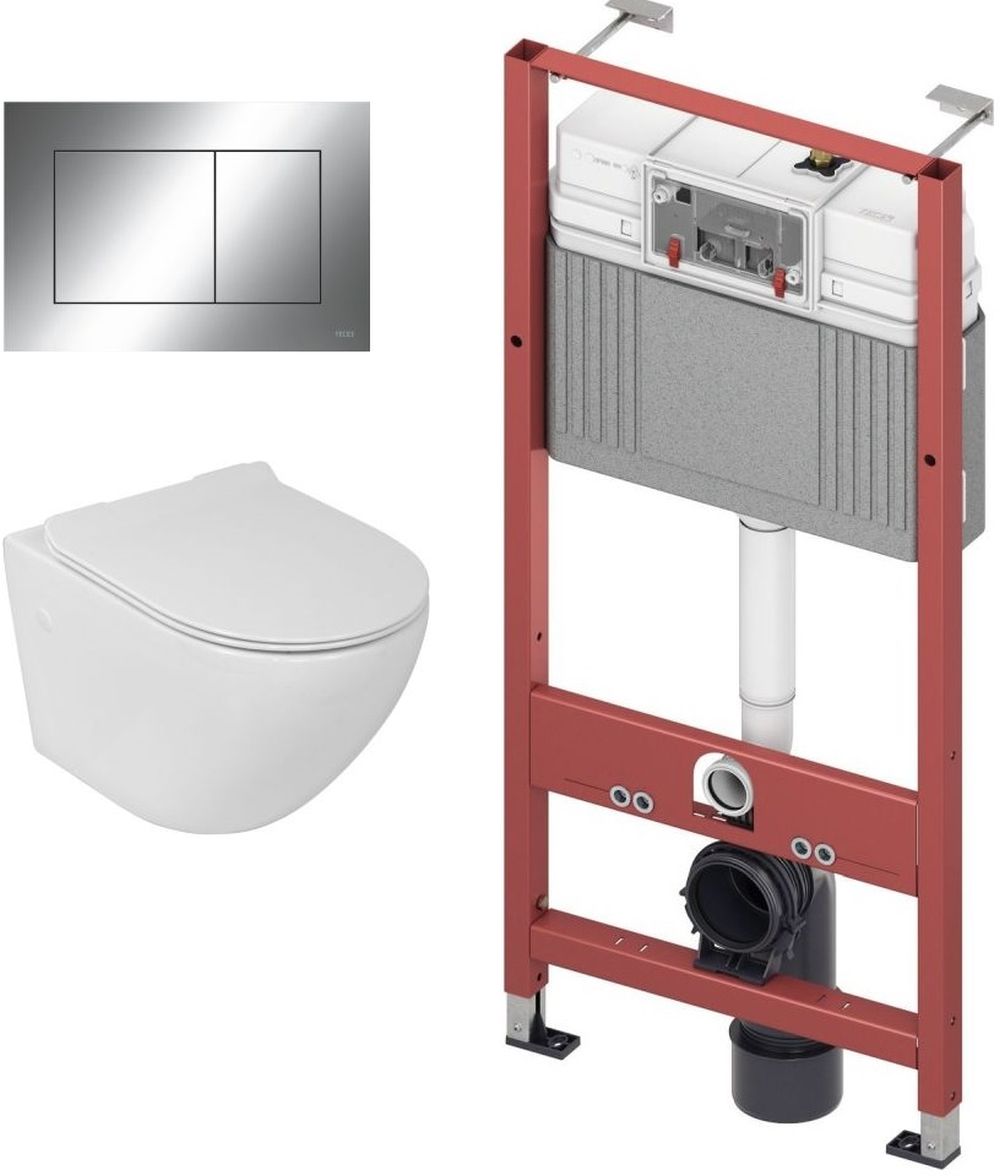Set WC-Becken mit Absenkautomatik-Sitz LaVita Sofi Slim 5908211401461, Unterputzrahmen Tece Base 9400407, 9.240.401