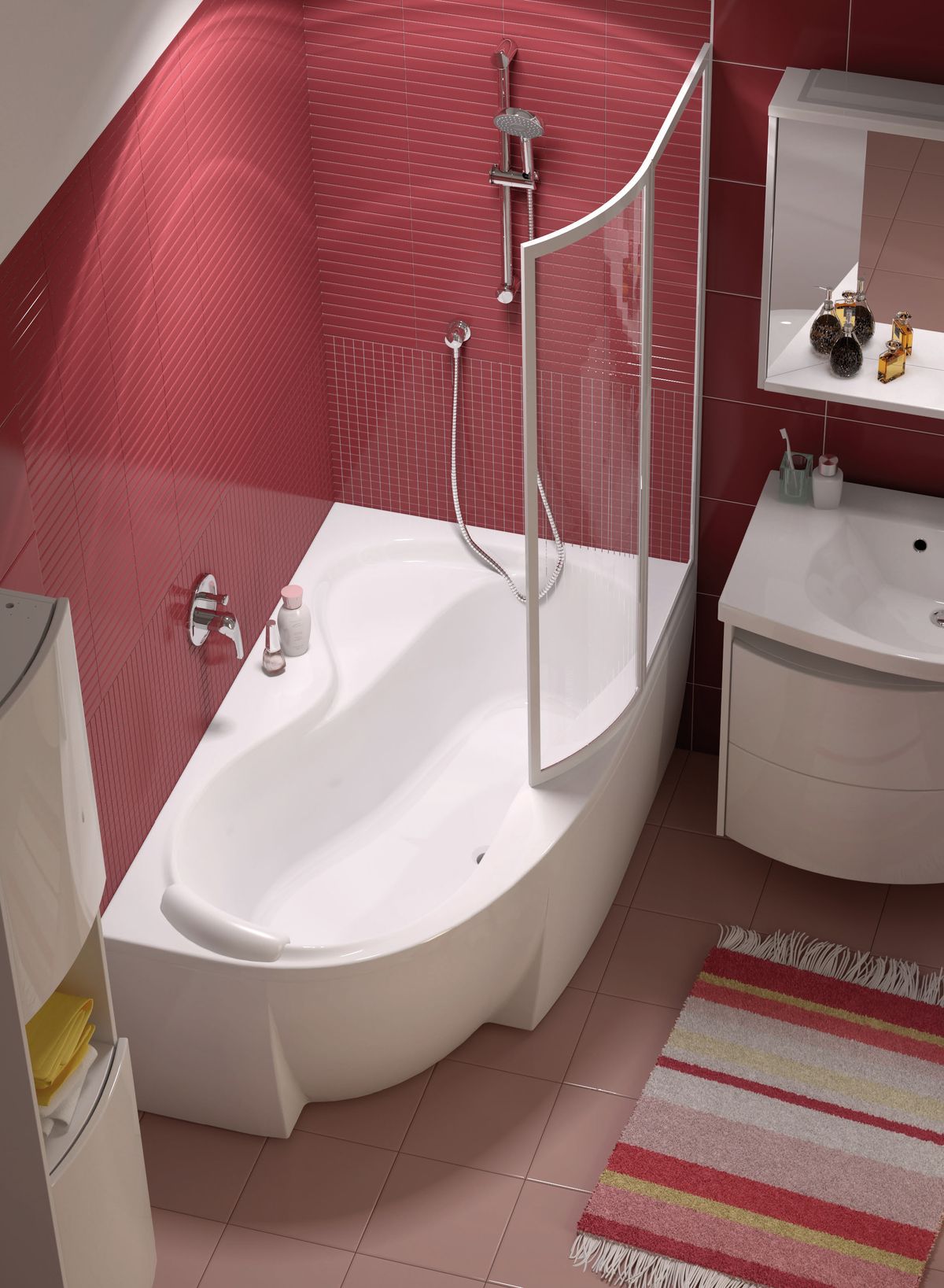 Set Eckbadewanne Ravak Rosa 95 C561000000, Badewannensiphon Ravak X01305, GPX2240140