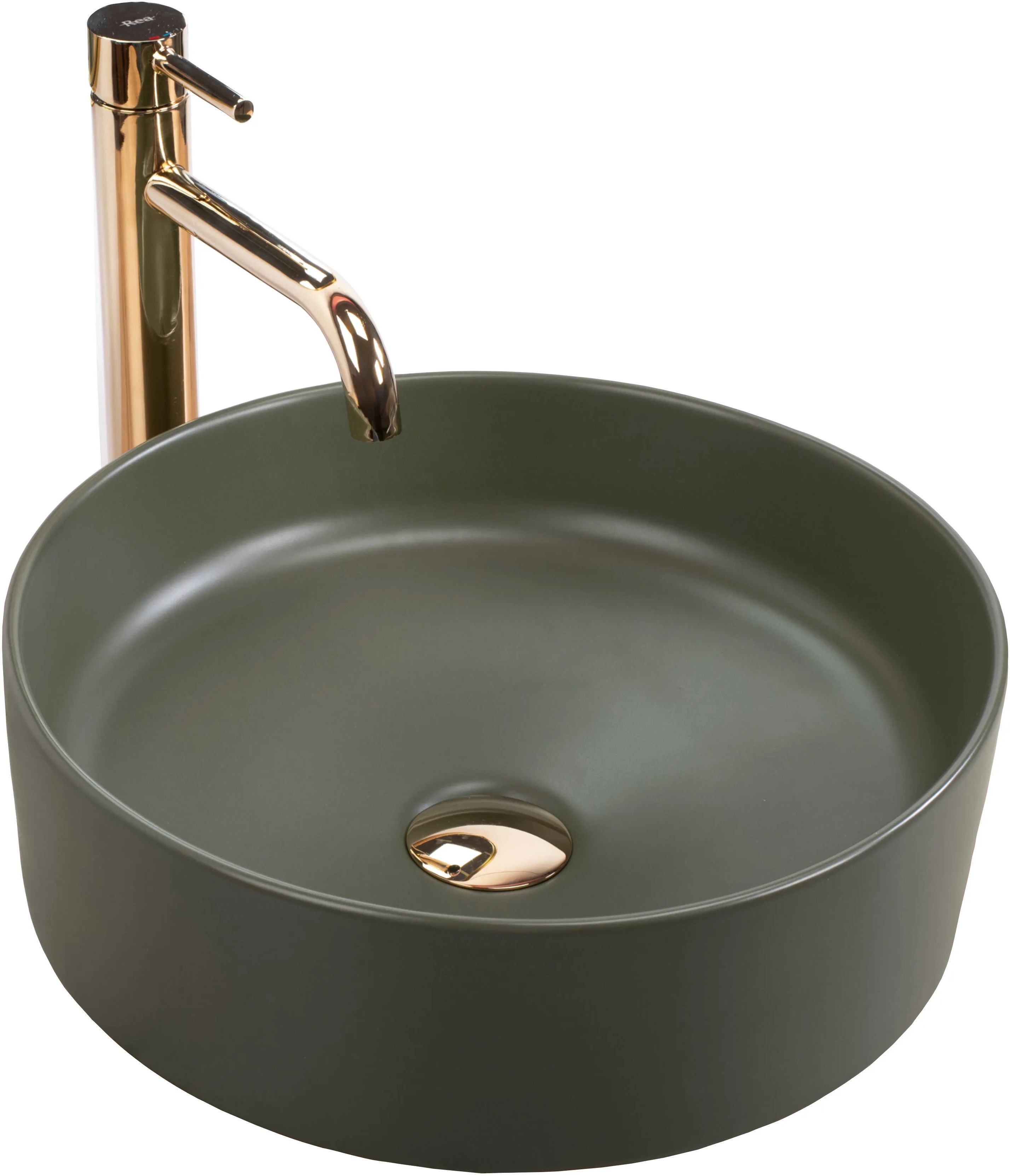 Rea Sami Waschbecken 36x36 cm rund Aufsatzwaschbecken grün REA-U4567