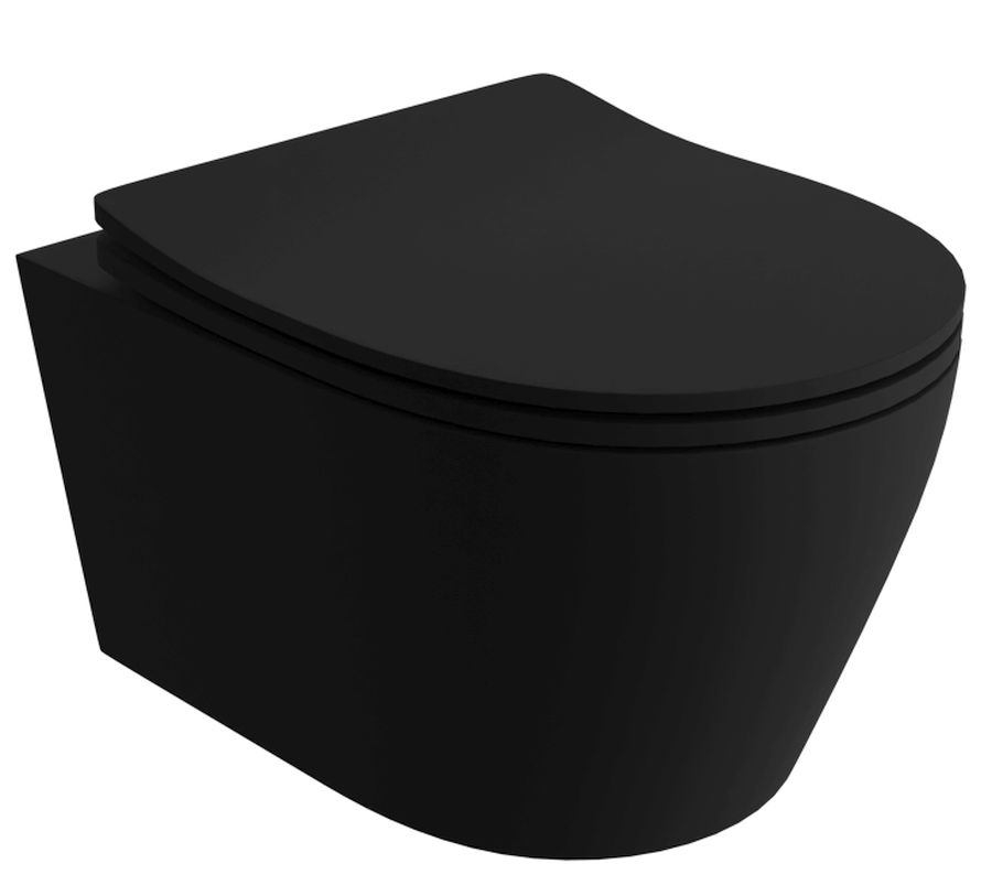 LaVita Praia WC-Becken mit Absenkautomatik-Sitz hängend Spülrandlos schwarz Matte 5900378335207